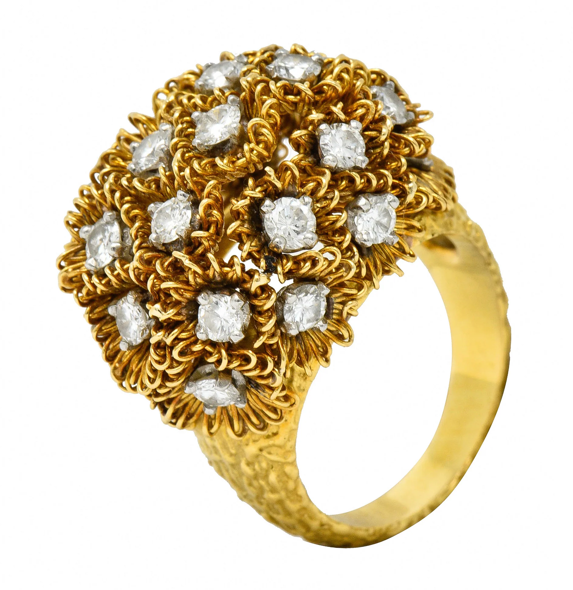 1960's Cartier France 2.50 CTW Diamond 18 Karat Gold Floral Bouquet Ring - Image 10