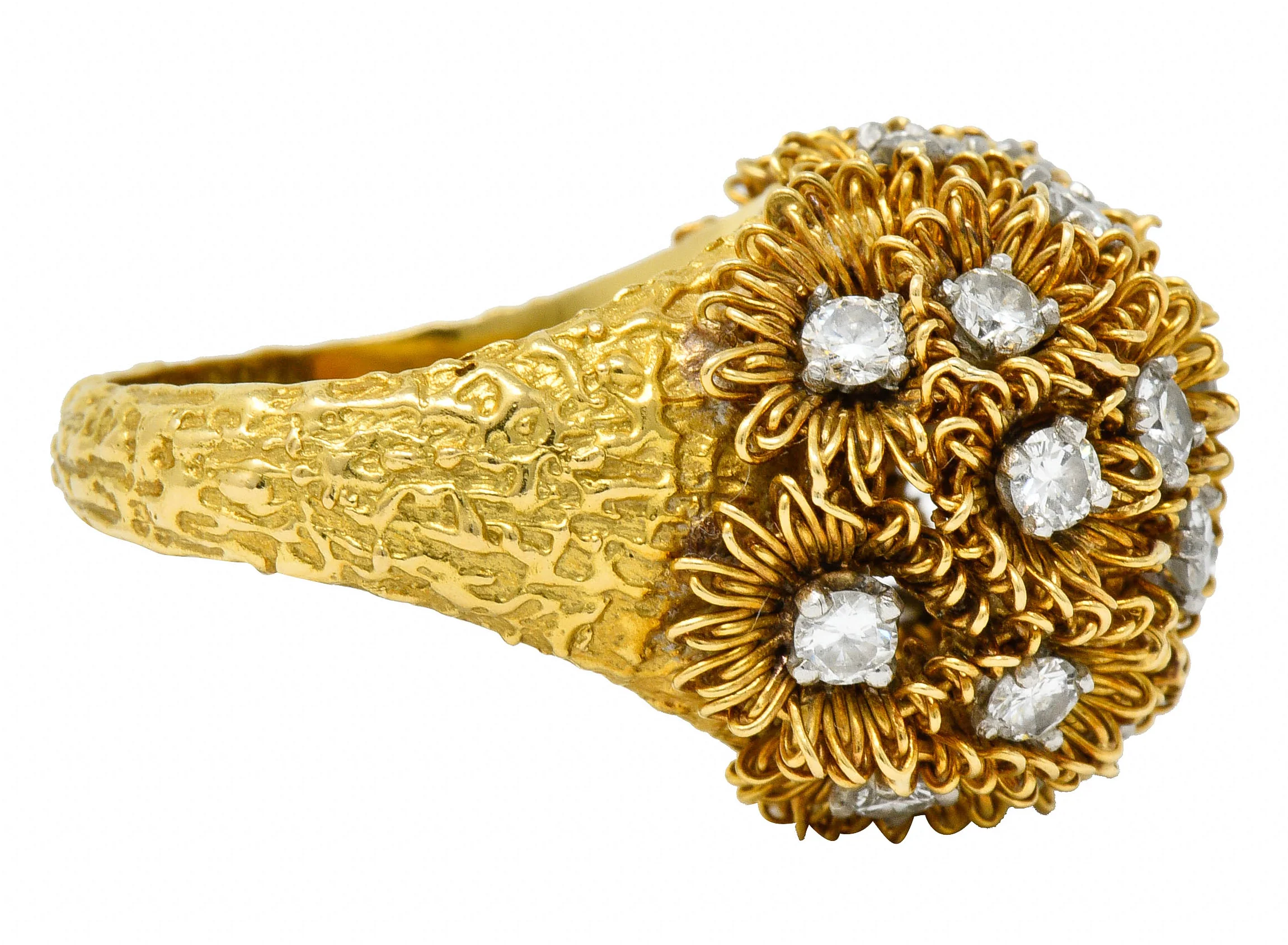 1960's Cartier France 2.50 CTW Diamond 18 Karat Gold Floral Bouquet Ring - Image 4