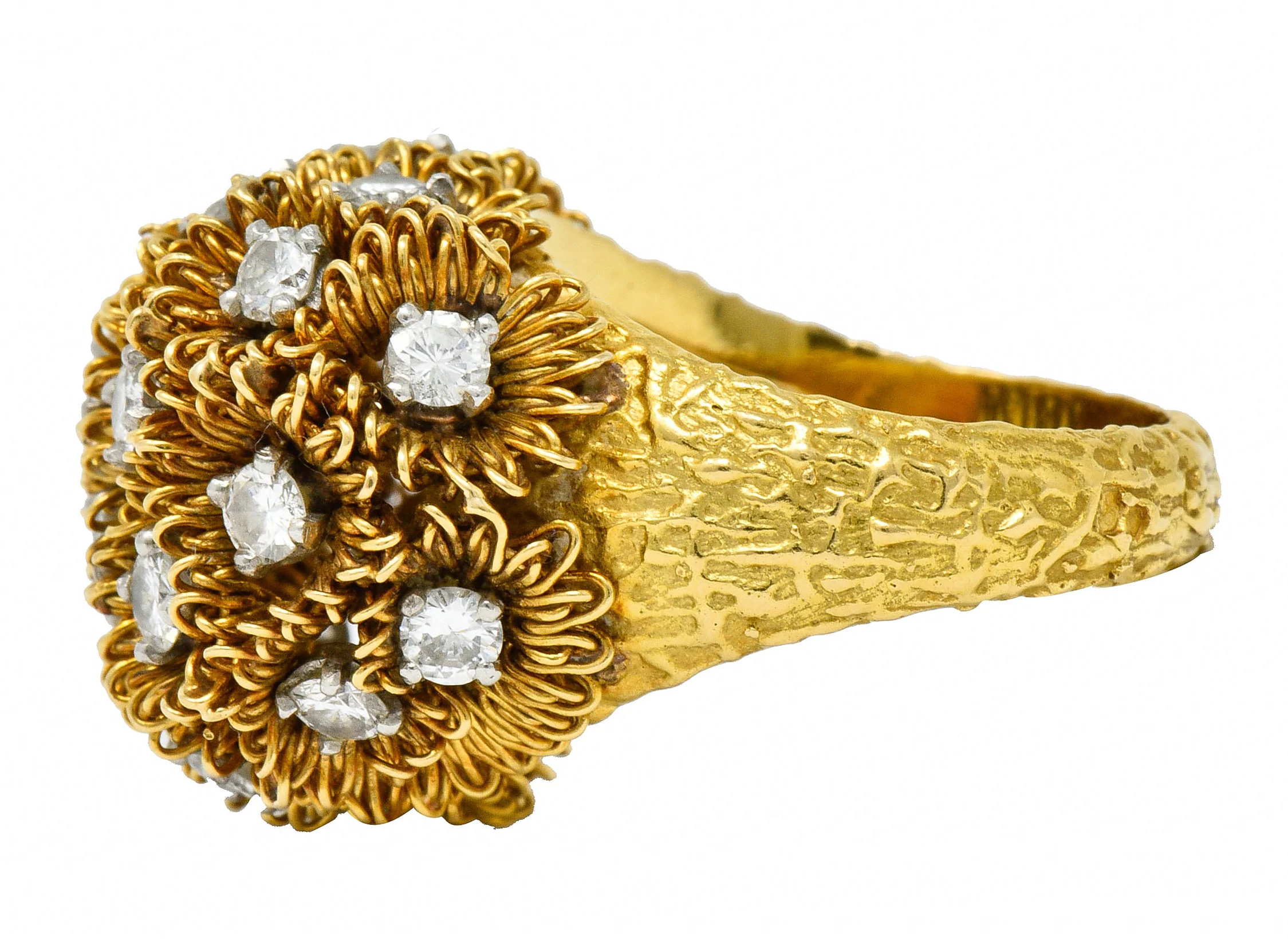 1960's Cartier France 2.50 CTW Diamond 18 Karat Gold Floral Bouquet Ring - Image 6