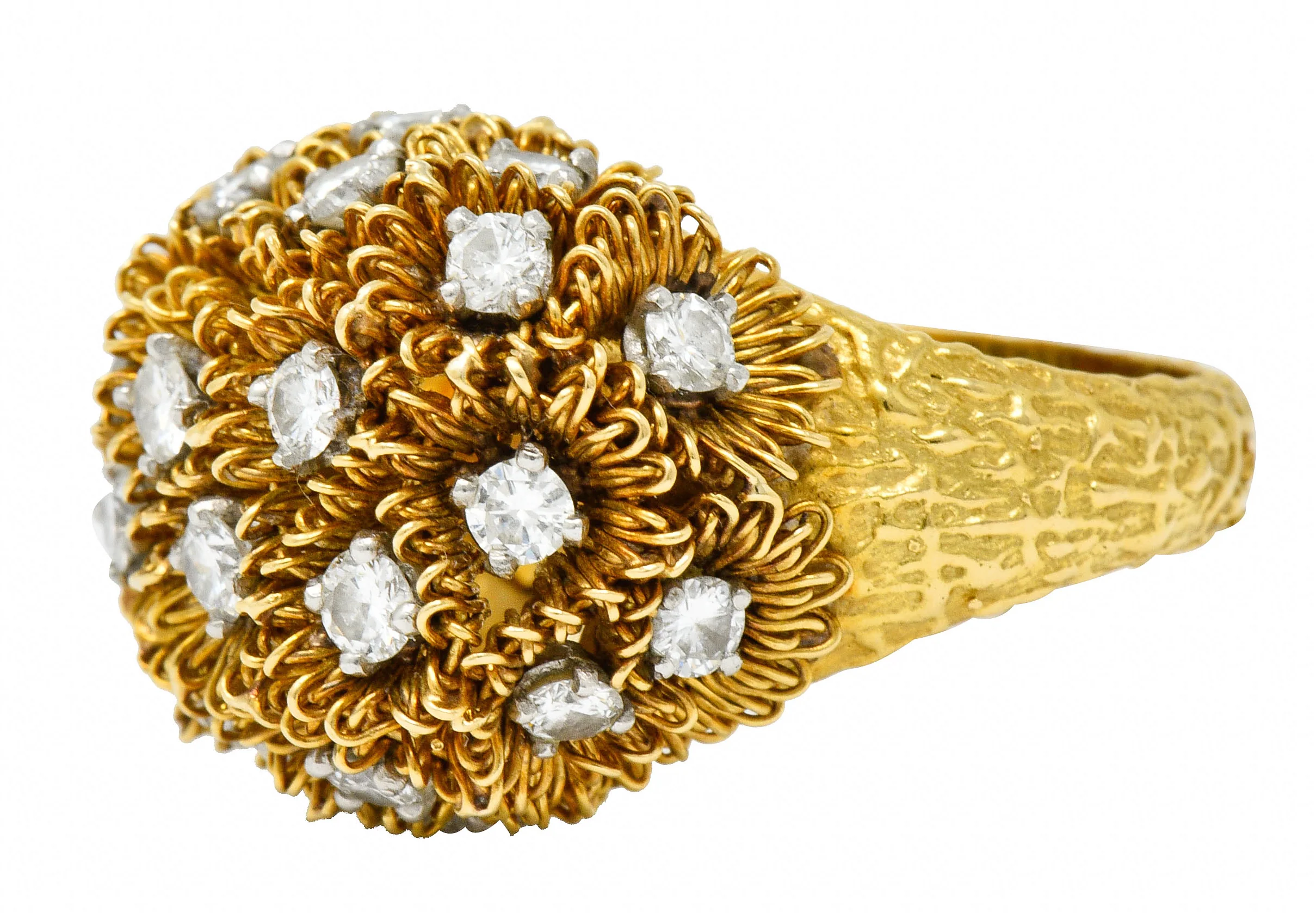 1960's Cartier France 2.50 CTW Diamond 18 Karat Gold Floral Bouquet Ring - Image 7