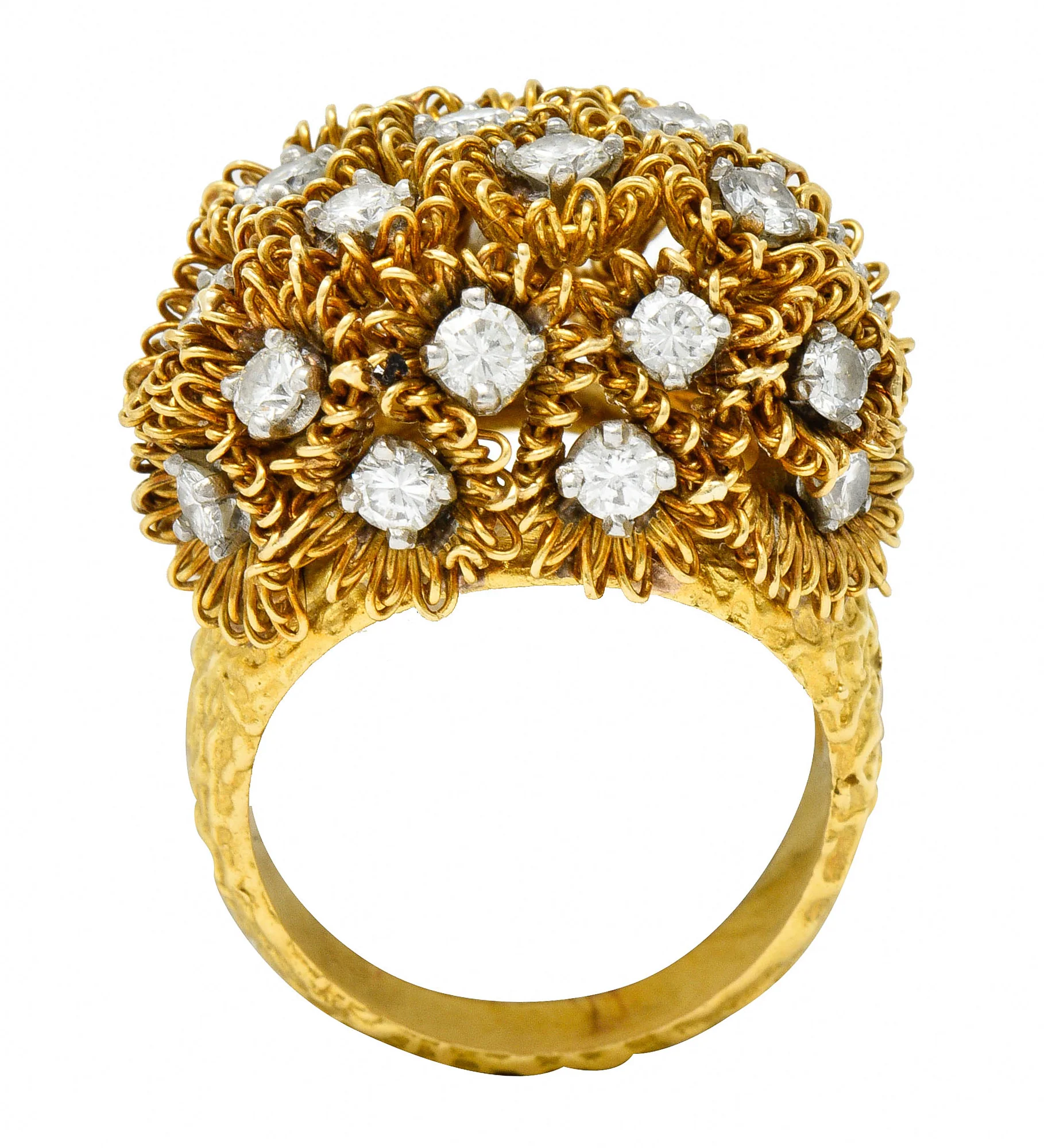 1960's Cartier France 2.50 CTW Diamond 18 Karat Gold Floral Bouquet Ring - Image 9