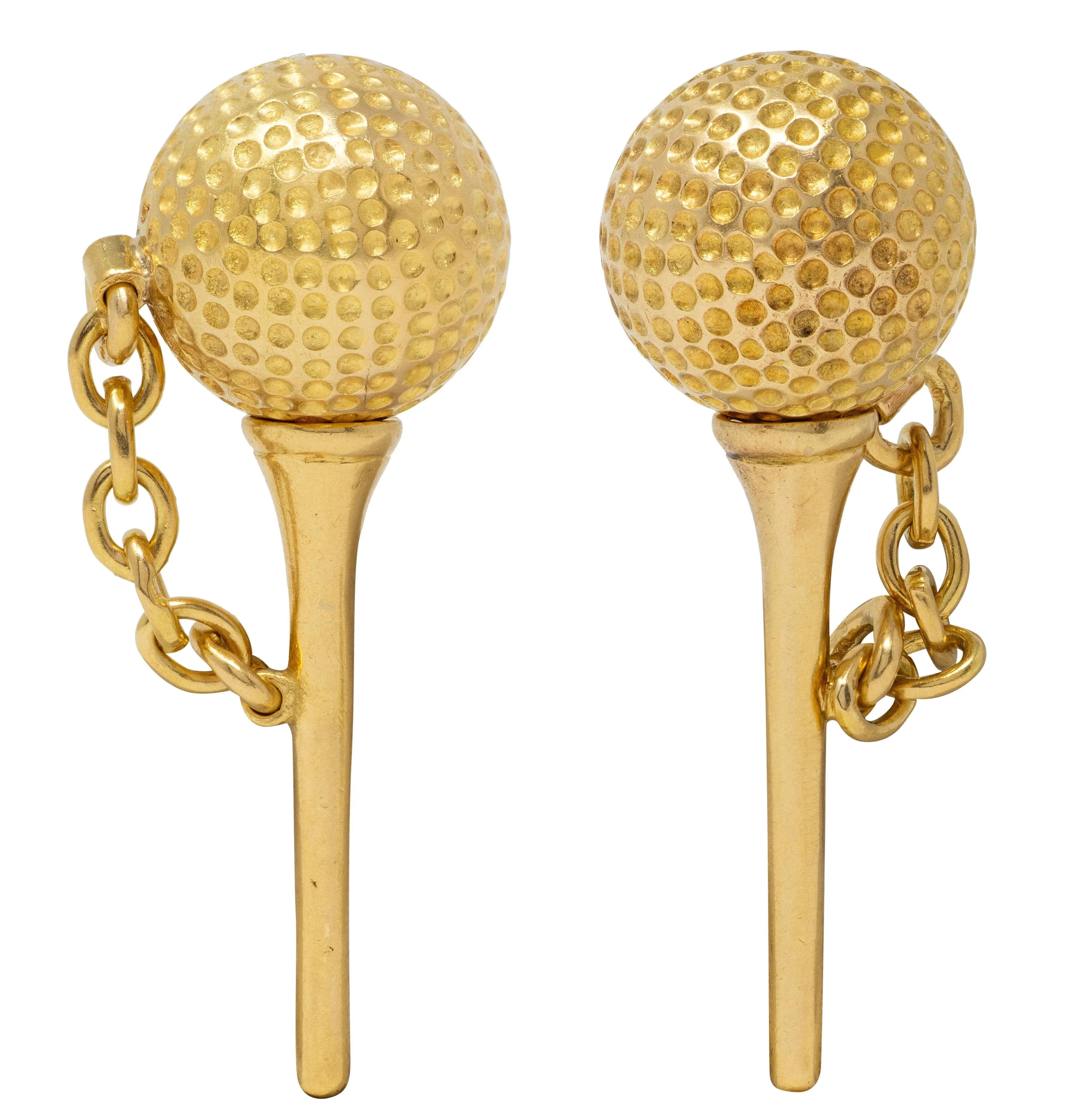 1960's French 18 Karat Yellow Gold Vintage Golf Cufflinks - Image 2
