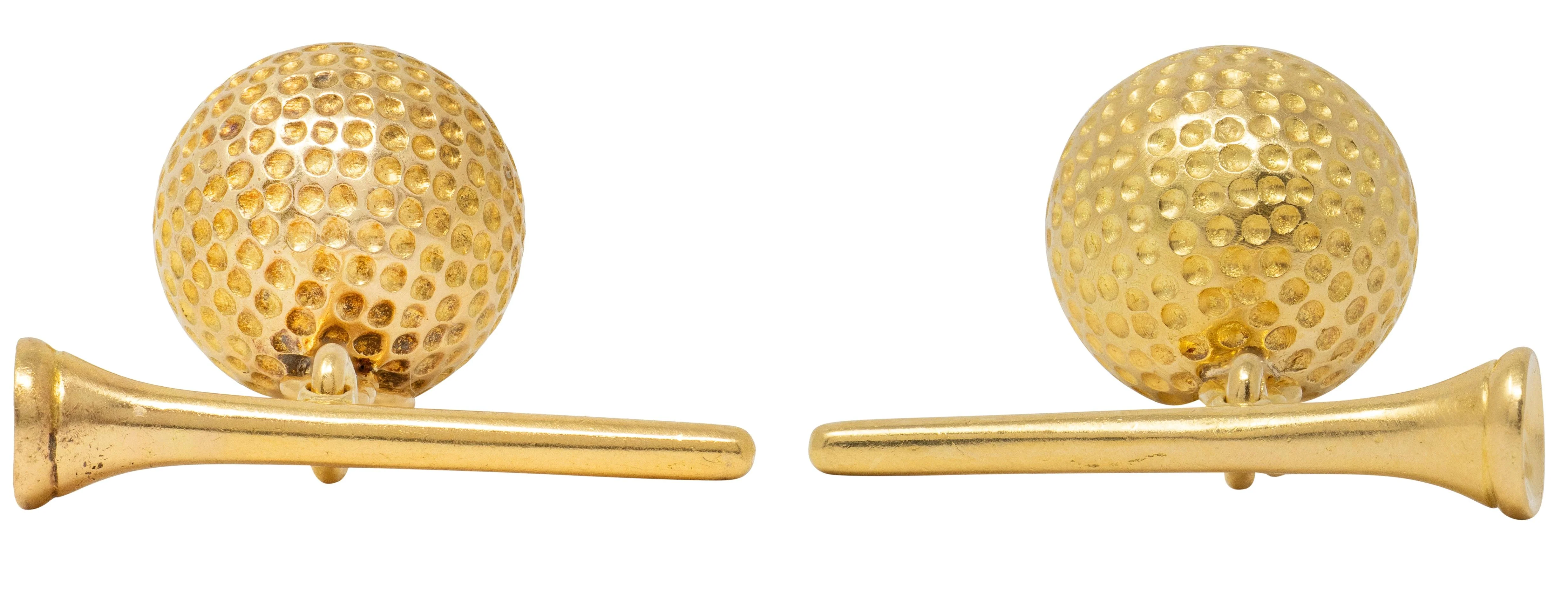 1960's French 18 Karat Yellow Gold Vintage Golf Cufflinks - Image 4