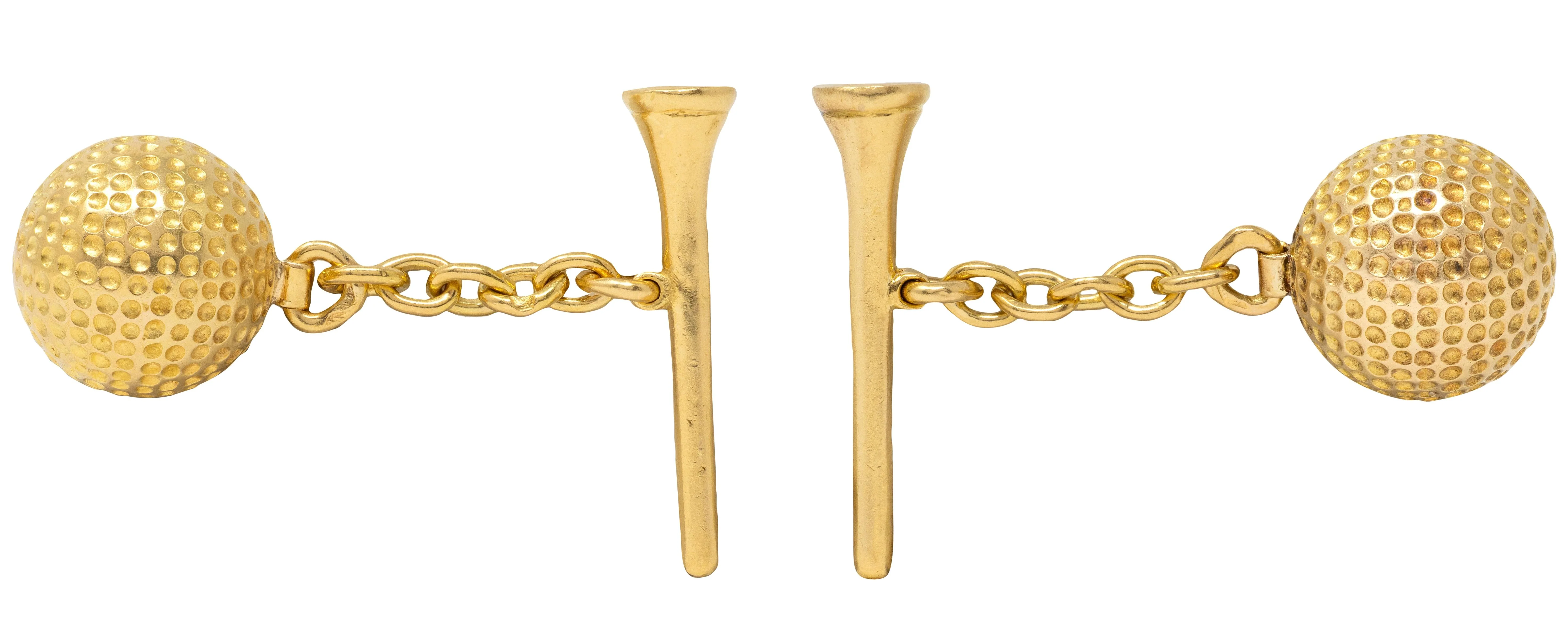 1960's French 18 Karat Yellow Gold Vintage Golf Cufflinks - Image 5