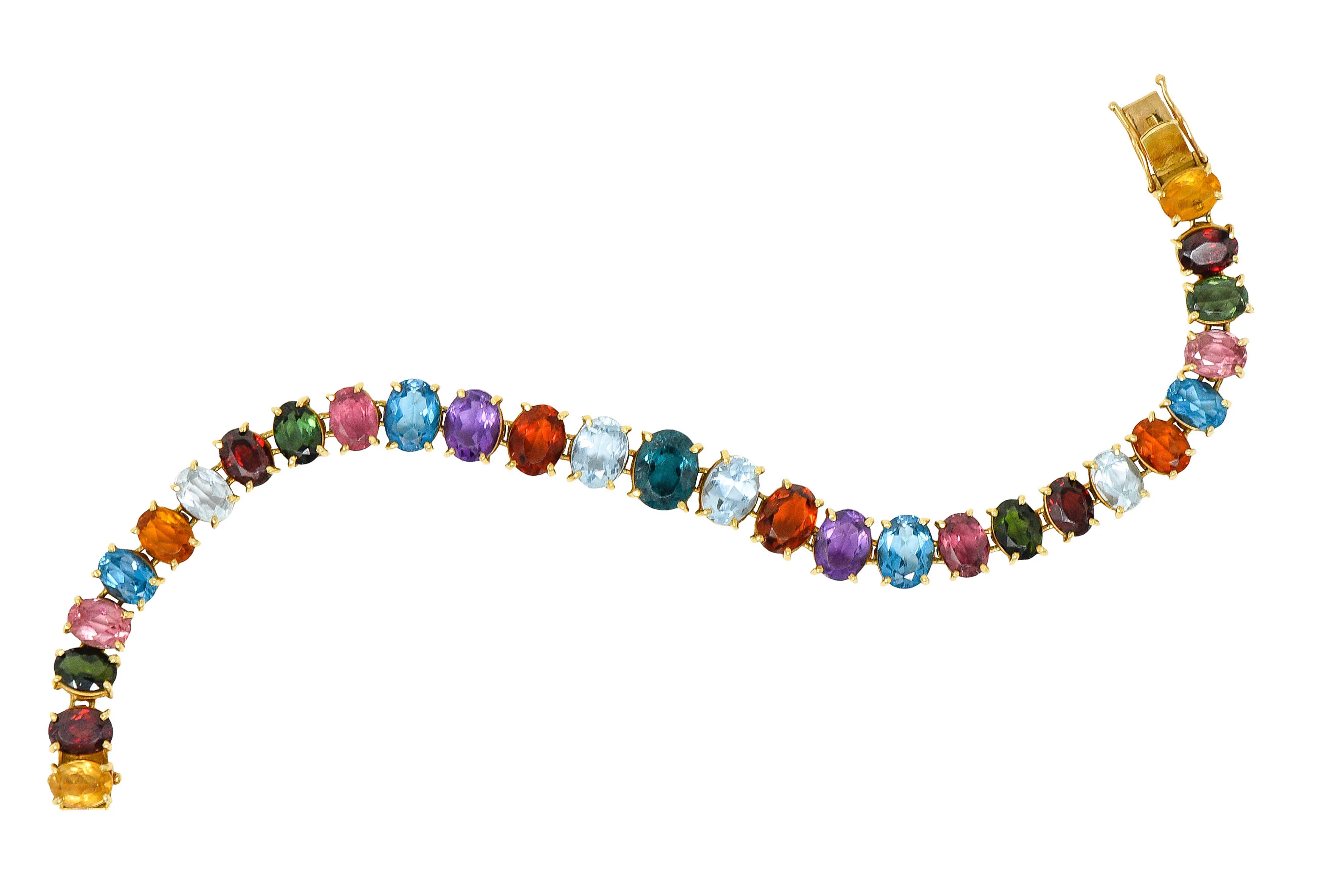 1960's H. Stern Citrine Topaz Spinel Multi-Gem 18 Karat Gemstone Bracelet - Image 13