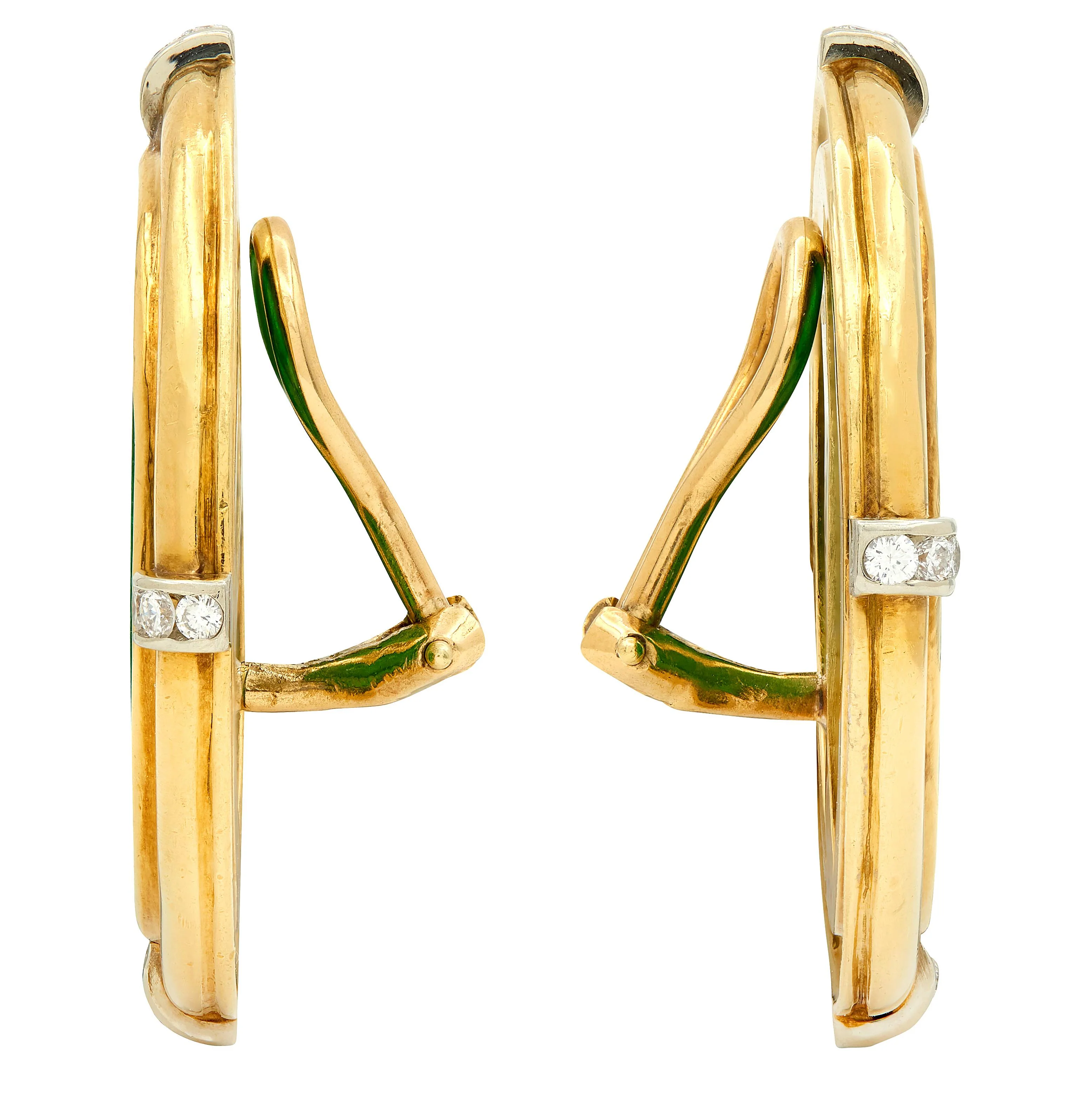 1960's Jade Diamond 18 Karat Two-Tone Gold Star Ear-Clip Earrings - Image 3