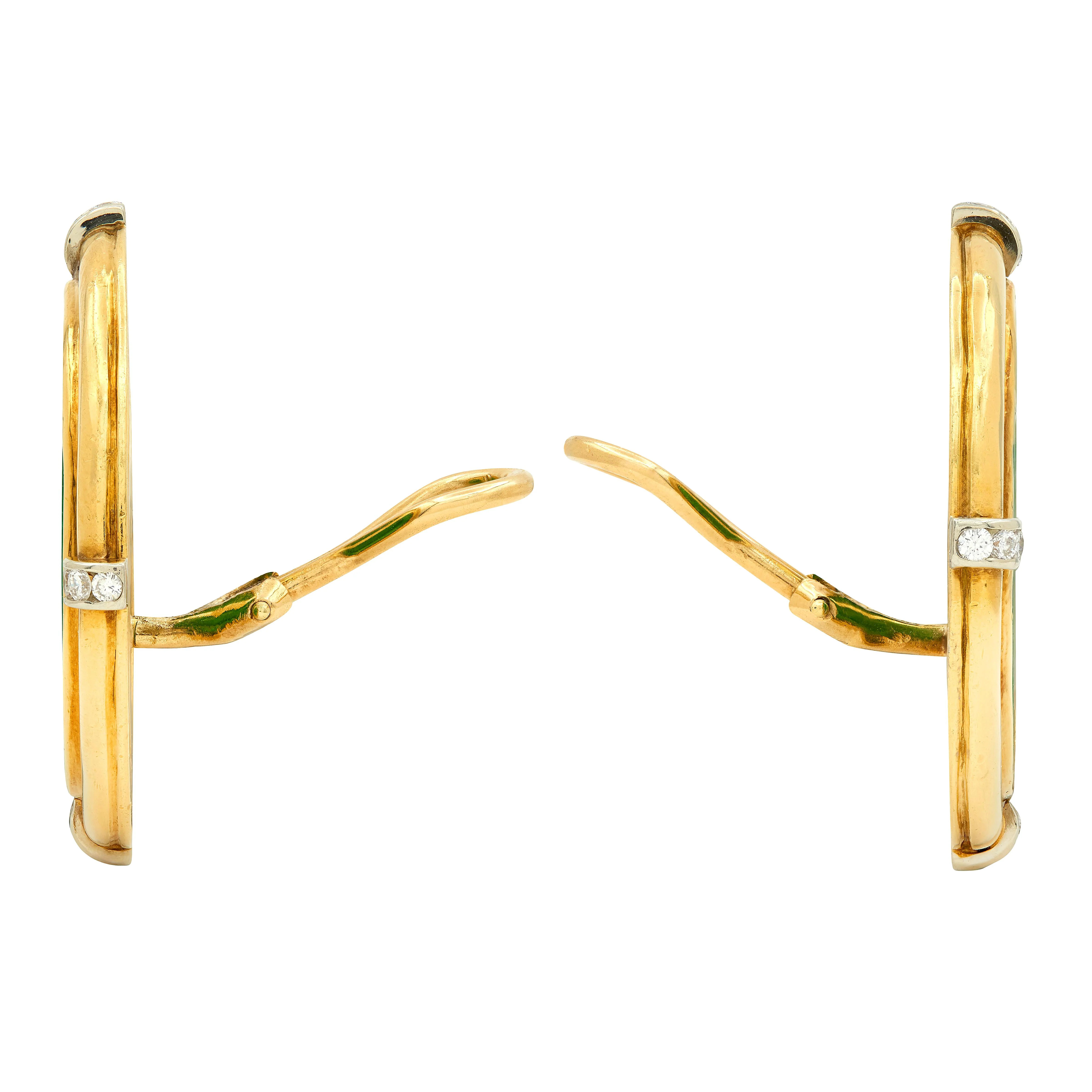1960's Jade Diamond 18 Karat Two-Tone Gold Star Ear-Clip Earrings - Image 5