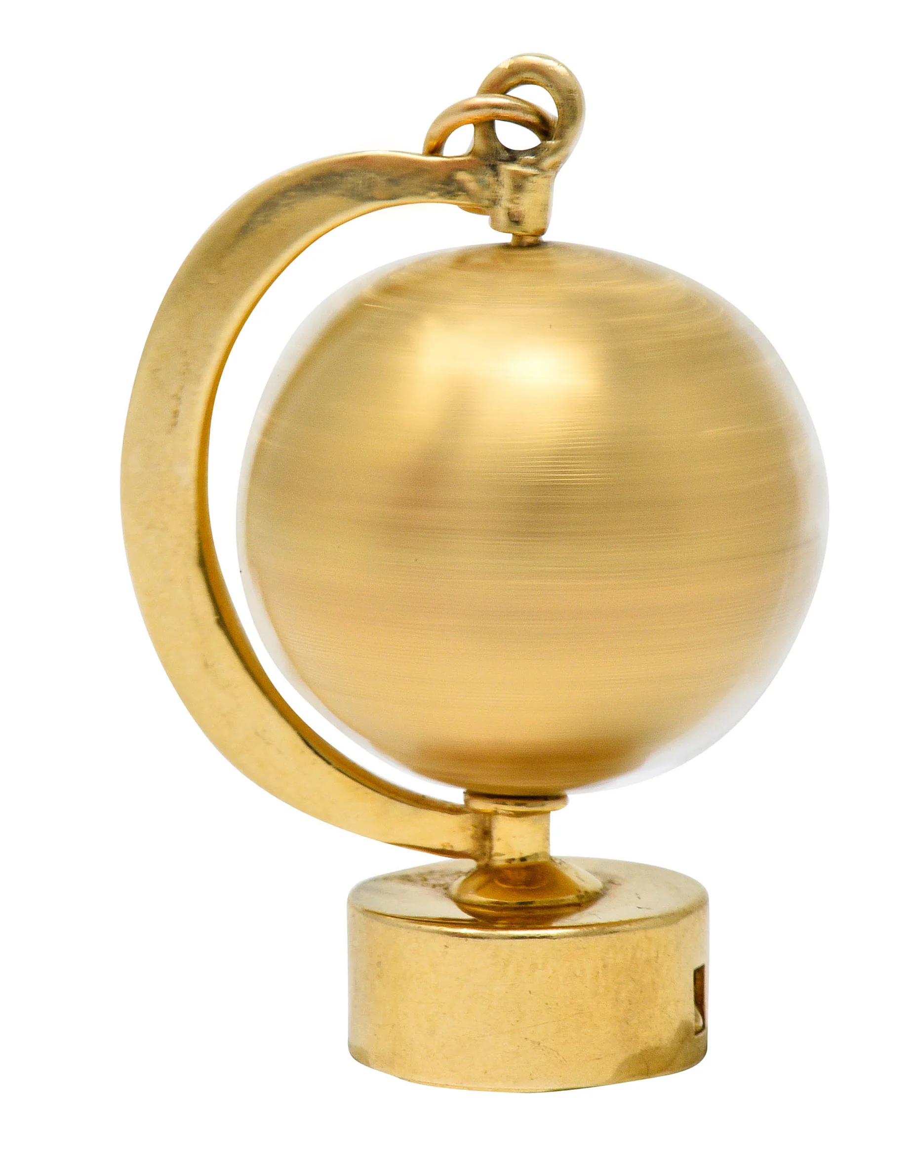 1960's Litacharm Inc. Vintage 14 Karat Gold Globe Pendant Charm - Image 2