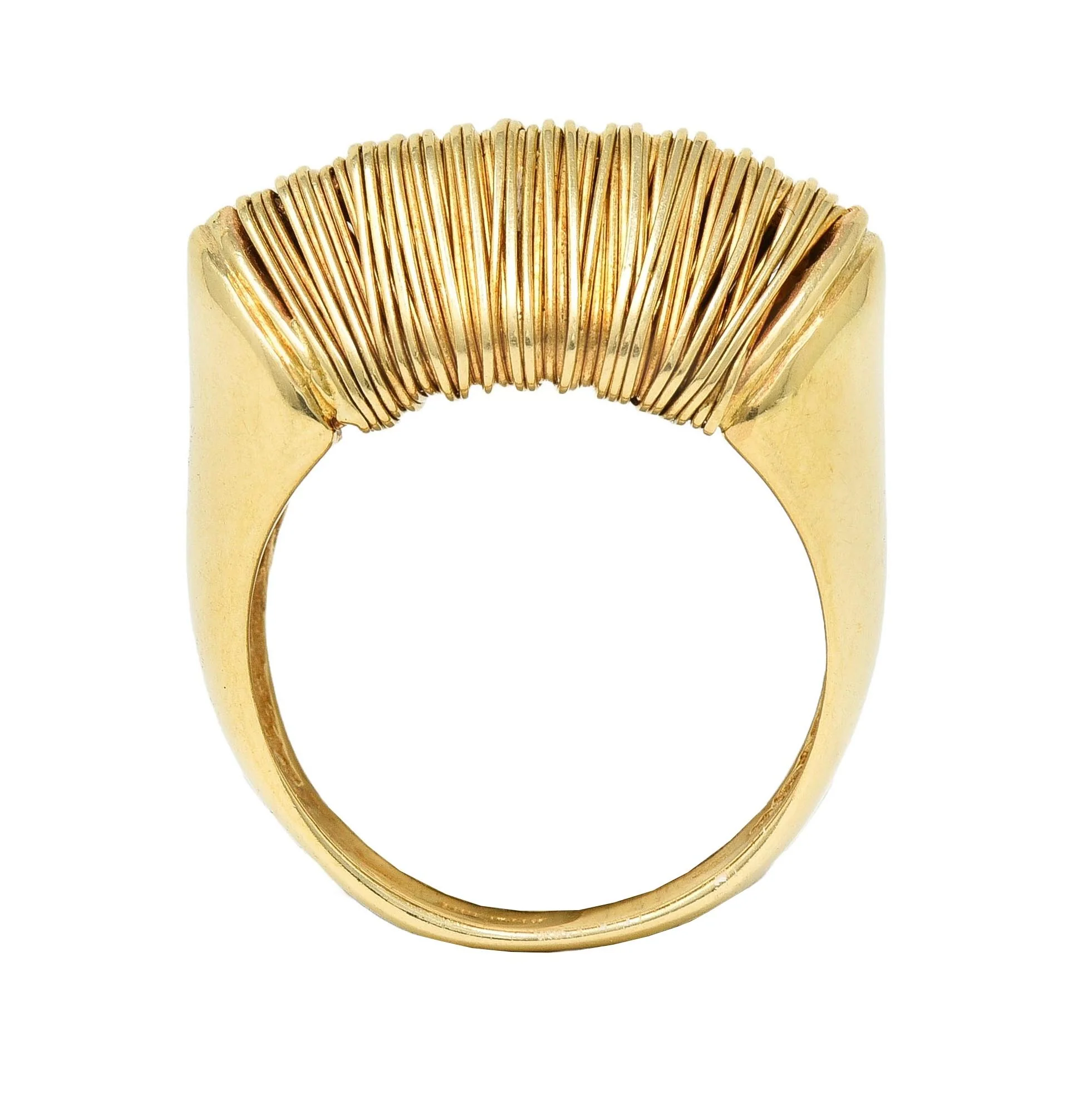 1960's Modernist 18 Karat Yellow Gold Wire Wrapped Domed Vintage Ring - Image 11