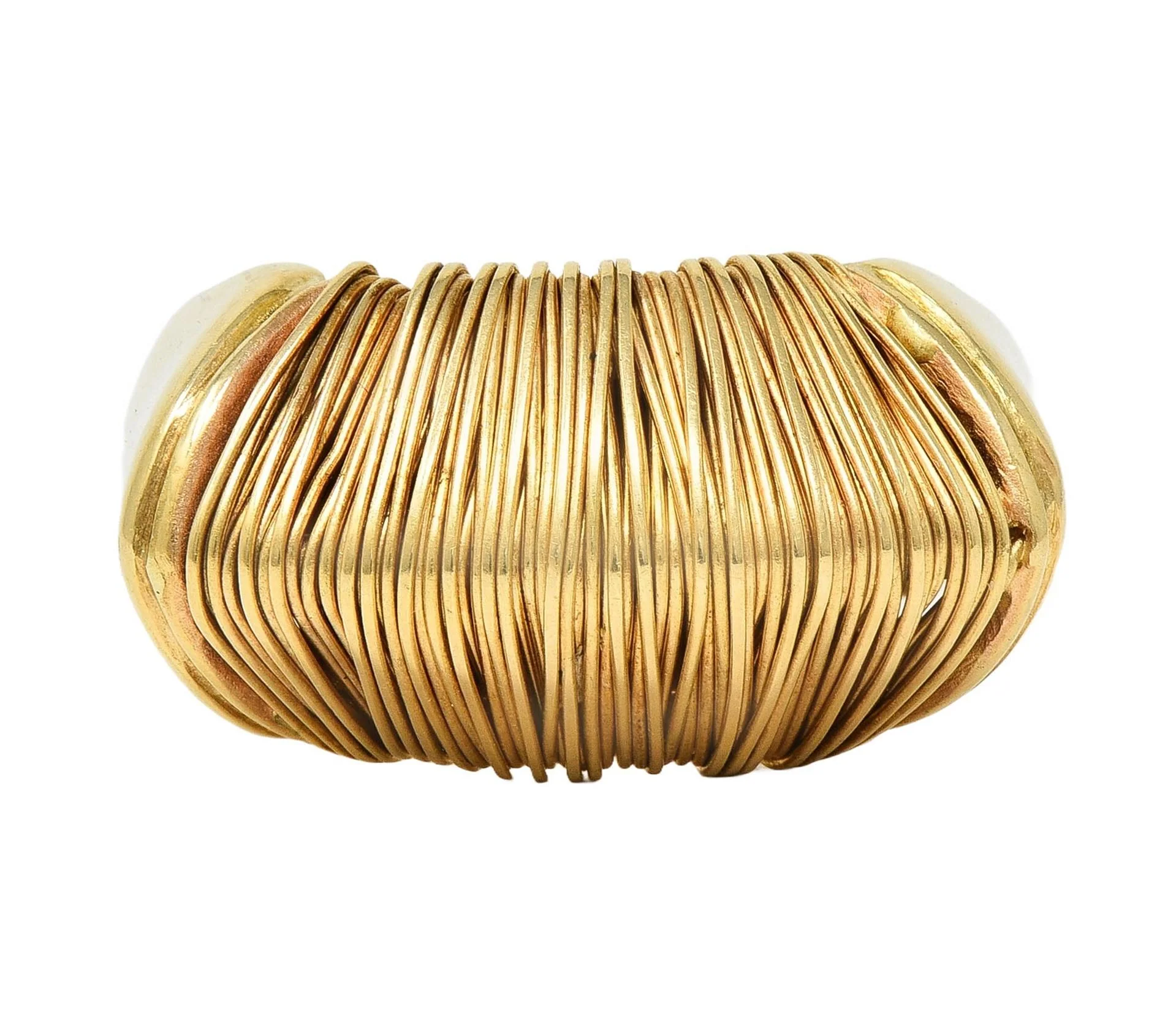 1960's Modernist 18 Karat Yellow Gold Wire Wrapped Domed Vintage Ring - Image 2