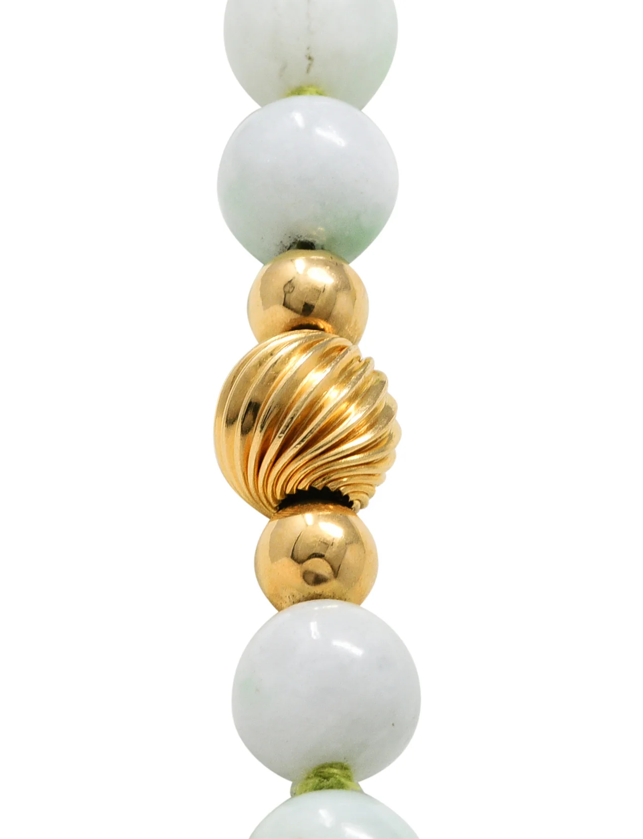 1960's Natural Jadeite Jade 14 Karat Yellow Gold Beaded Strand Carved Vintage Pendant Necklace GIA - Image 5