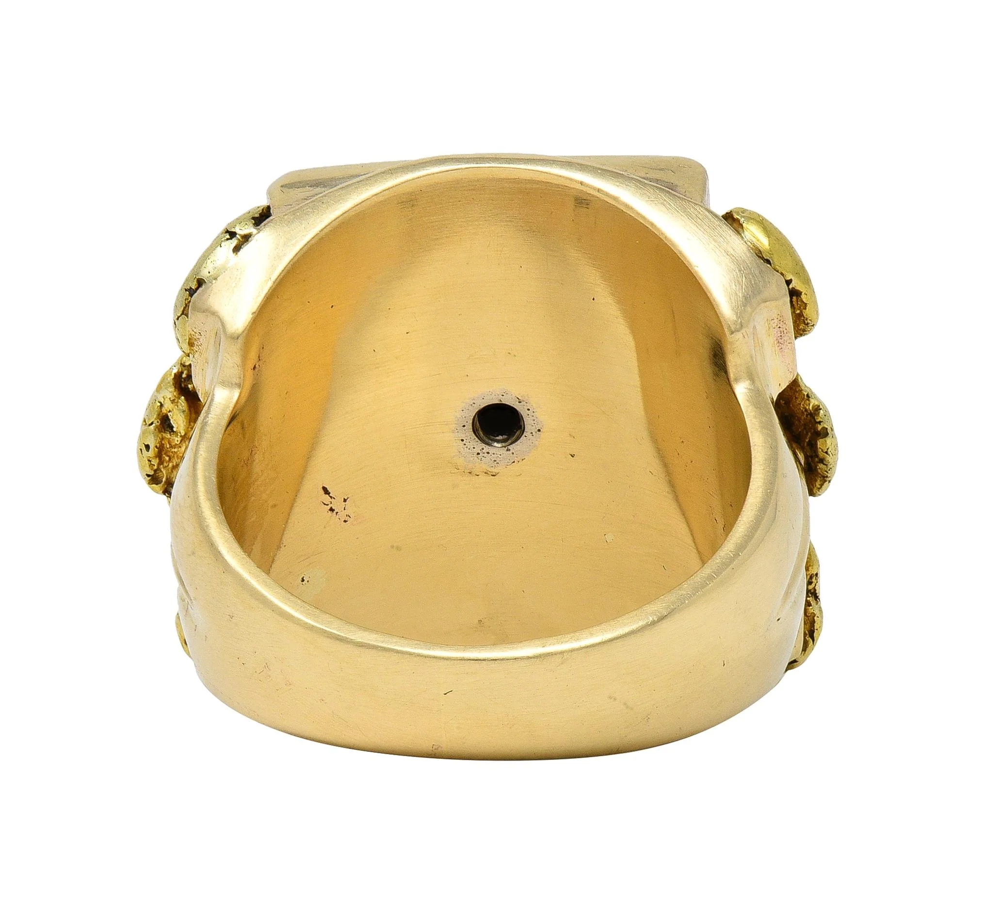1960's Nephrite Jade 10 Karat Yellow Gold Vintage Nugget Signet Ring - Image 3
