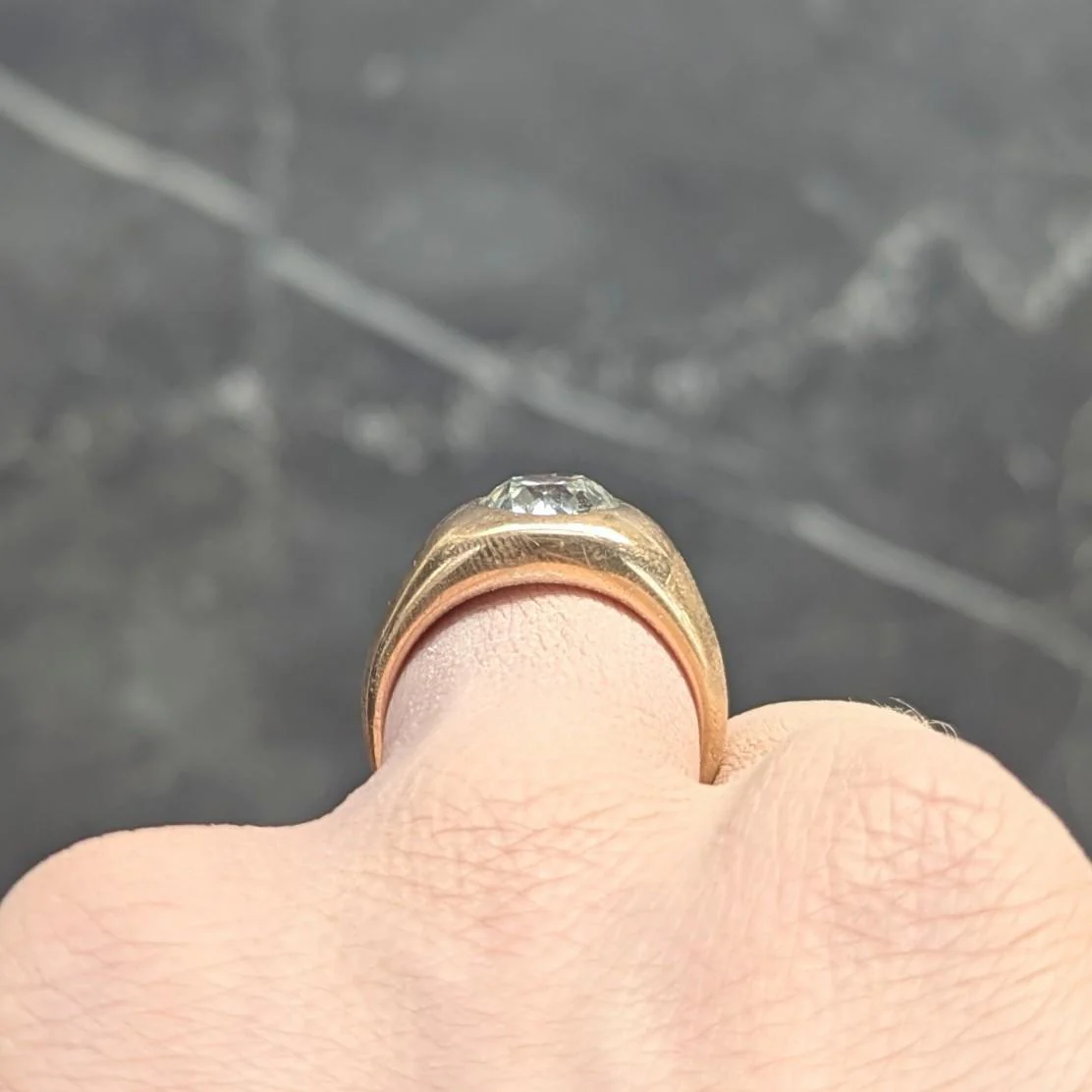 1960's Old European Cut Diamond 14 Karat Yellow Gold Vintage Unisex Signet Ring - Image 11
