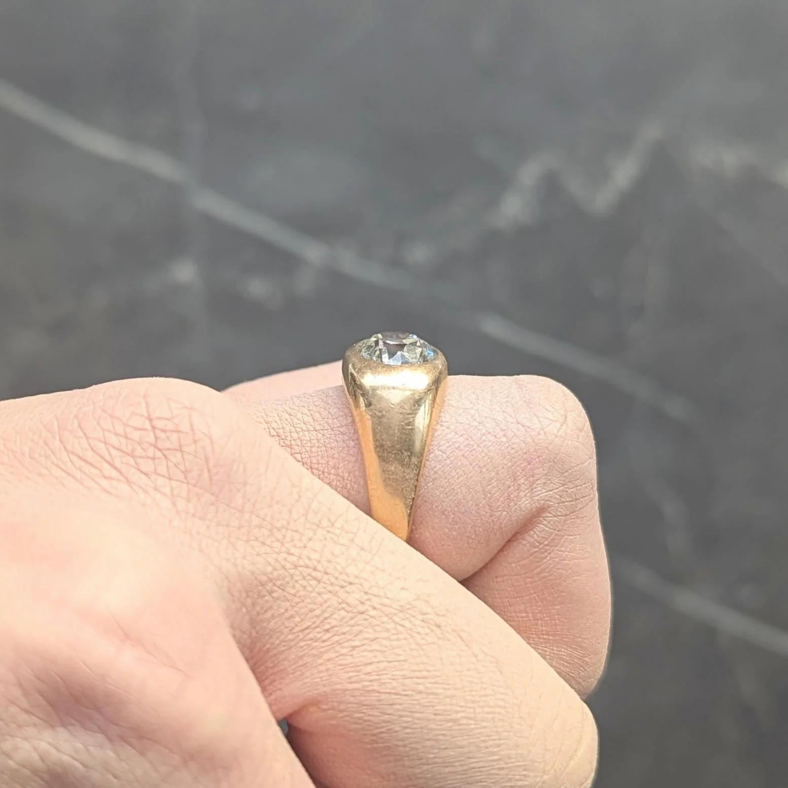 1960's Old European Cut Diamond 14 Karat Yellow Gold Vintage Unisex Signet Ring - Image 12