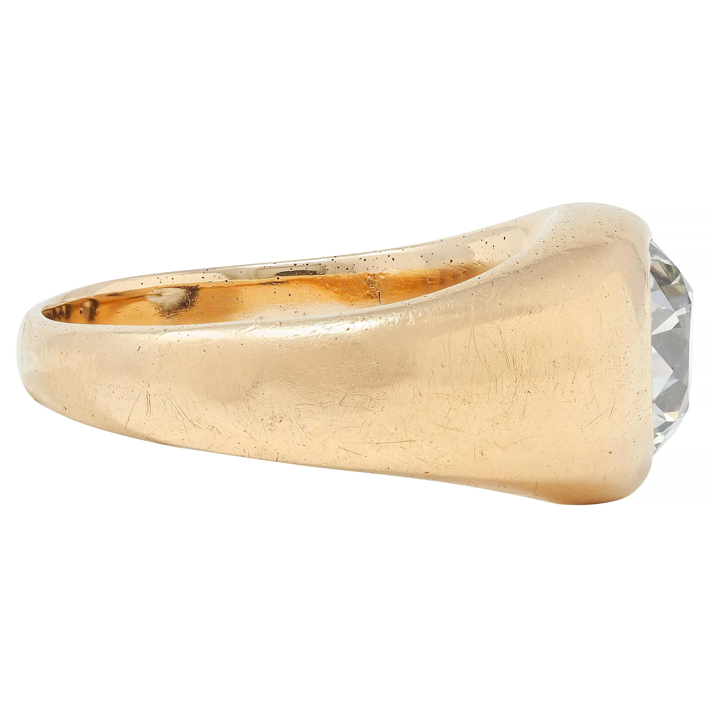 1960's Old European Cut Diamond 14 Karat Yellow Gold Vintage Unisex Signet Ring - Image 3