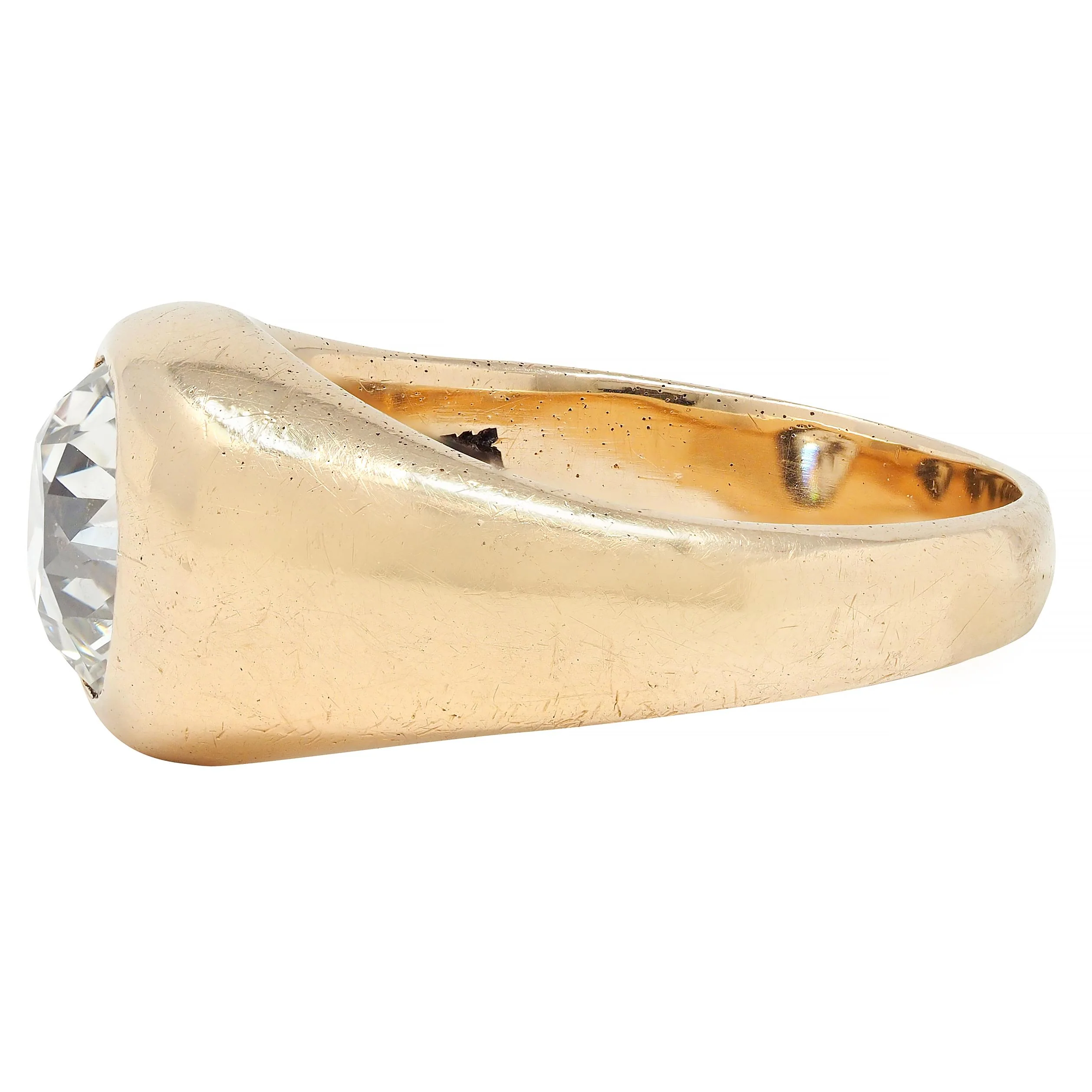 1960's Old European Cut Diamond 14 Karat Yellow Gold Vintage Unisex Signet Ring - Image 5