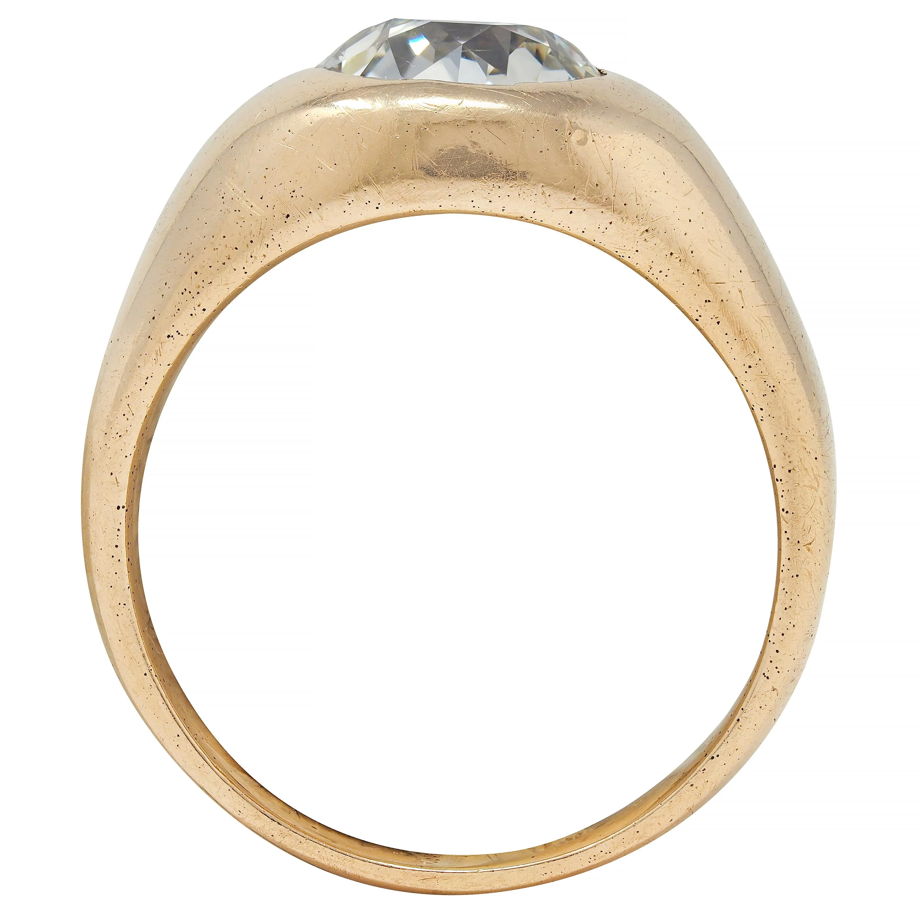 1960's Old European Cut Diamond 14 Karat Yellow Gold Vintage Unisex Signet Ring - Image 8