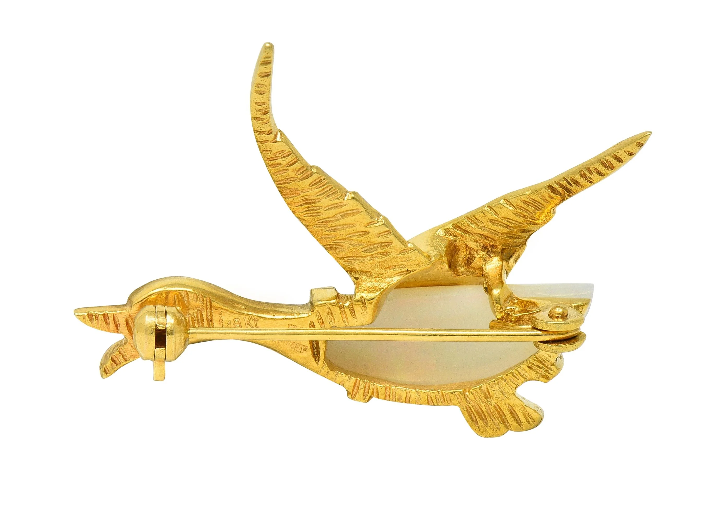 1960's Opal Diamond Ruby Platinum 18 Karat Gold Vintage Goose Bird Brooch - Image 4