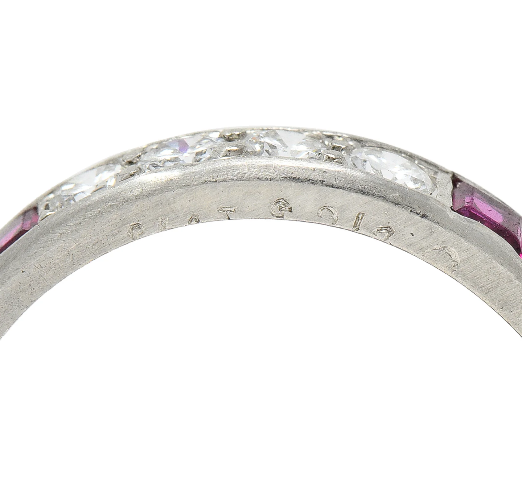 1960's Oscar Heyman 1.72 CTW Diamond Ruby Platinum Eternity Band Ring - Image 4