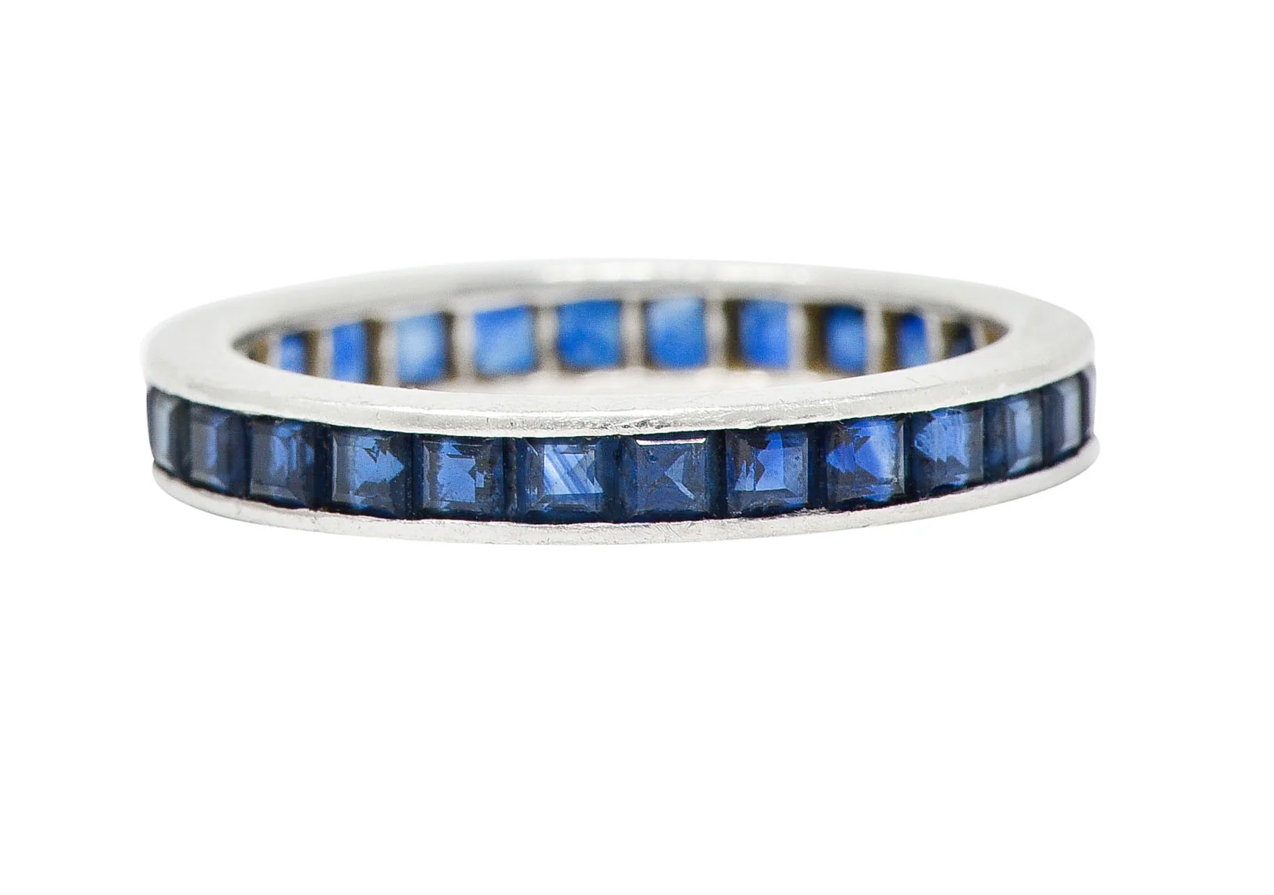 1960's Oscar Heyman Vintage 2.00 CTW Sapphire Platinum Eternity Band Ring - Image 4