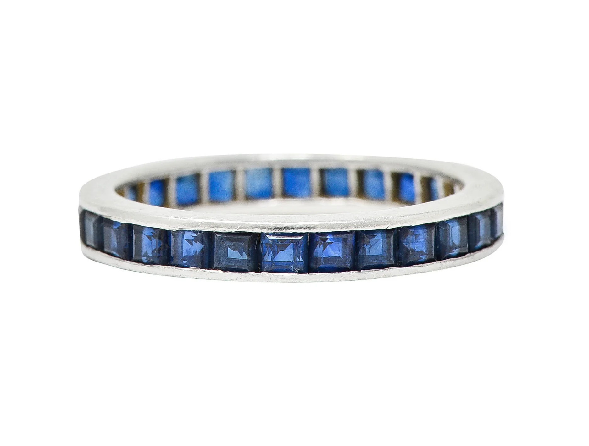 1960's Oscar Heyman Vintage 2.00 CTW Sapphire Platinum Eternity Band Ring - Image 5