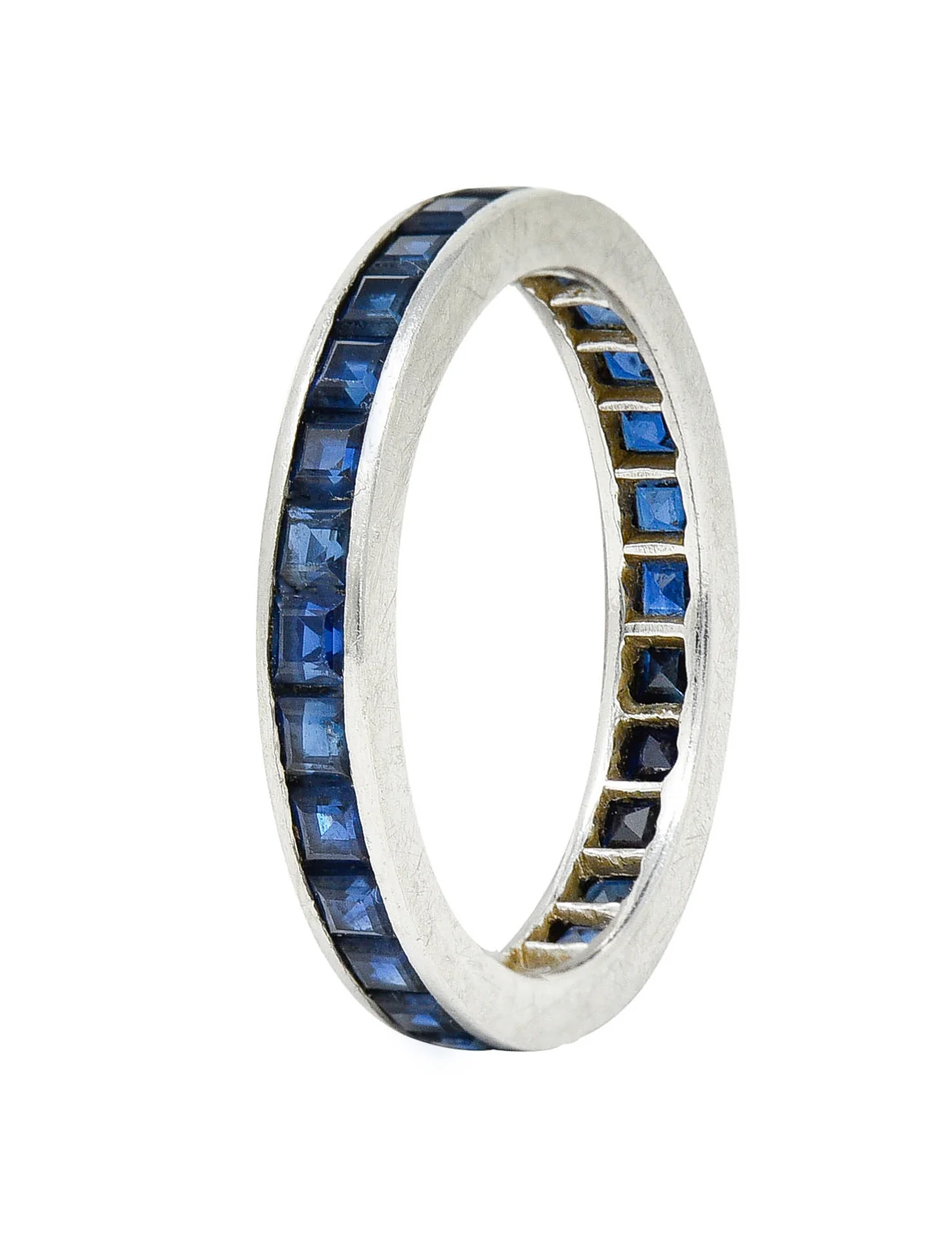 1960's Oscar Heyman Vintage 2.00 CTW Sapphire Platinum Eternity Band Ring - Image 7