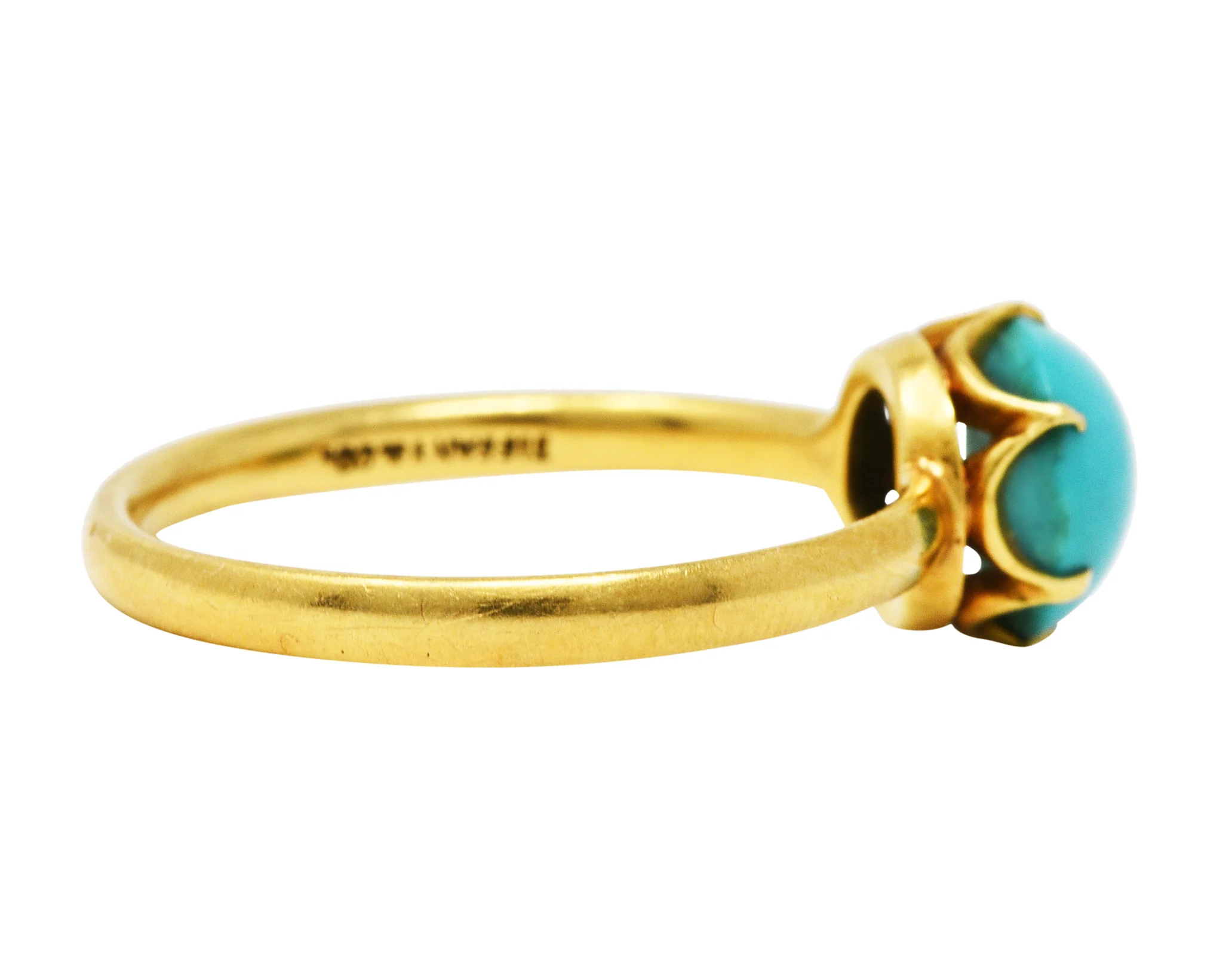 1960's Tiffany & Co. Turquoise 18 Karat Gold Solitaire Ring - Image 3