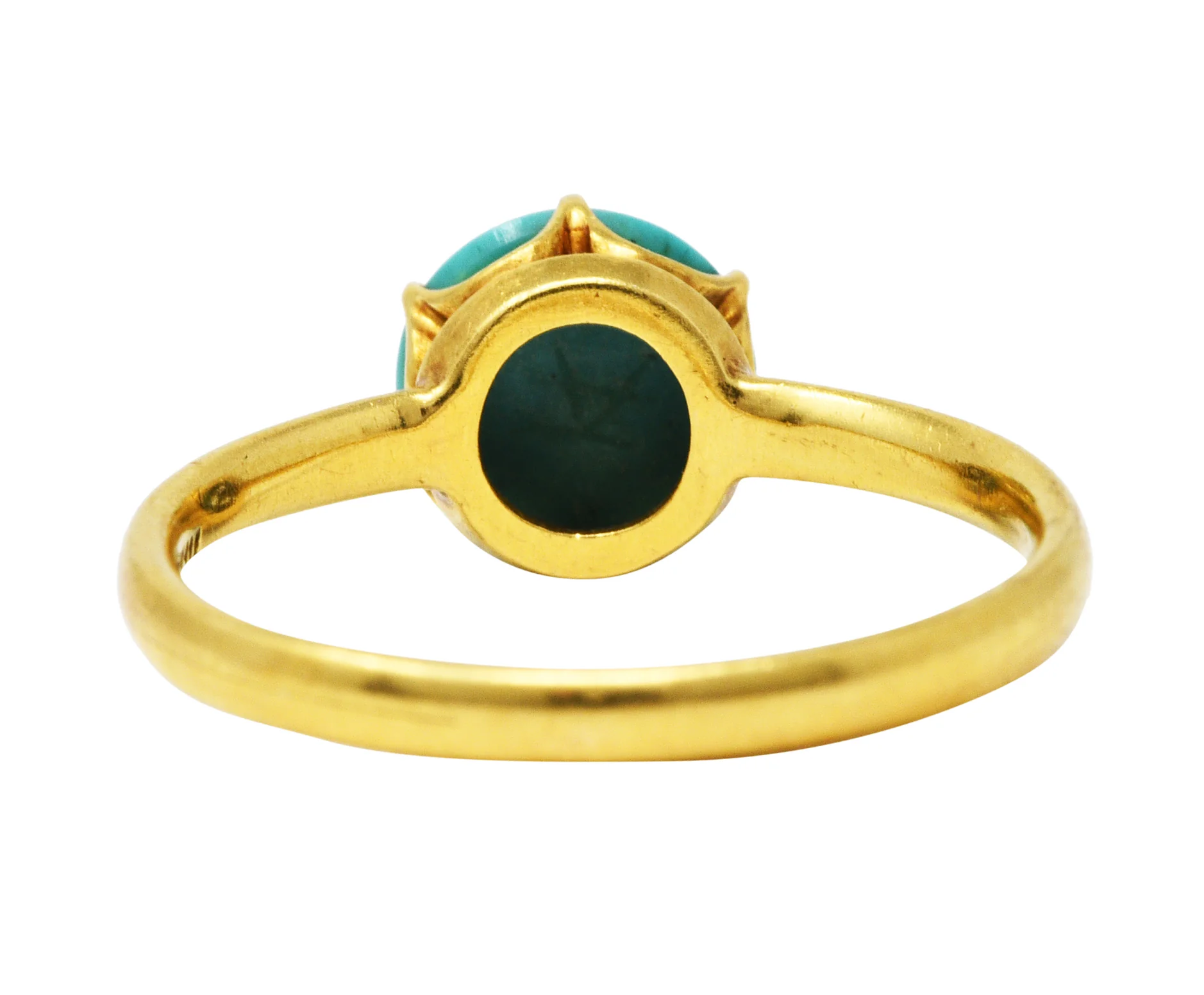 1960's Tiffany & Co. Turquoise 18 Karat Gold Solitaire Ring - Image 4