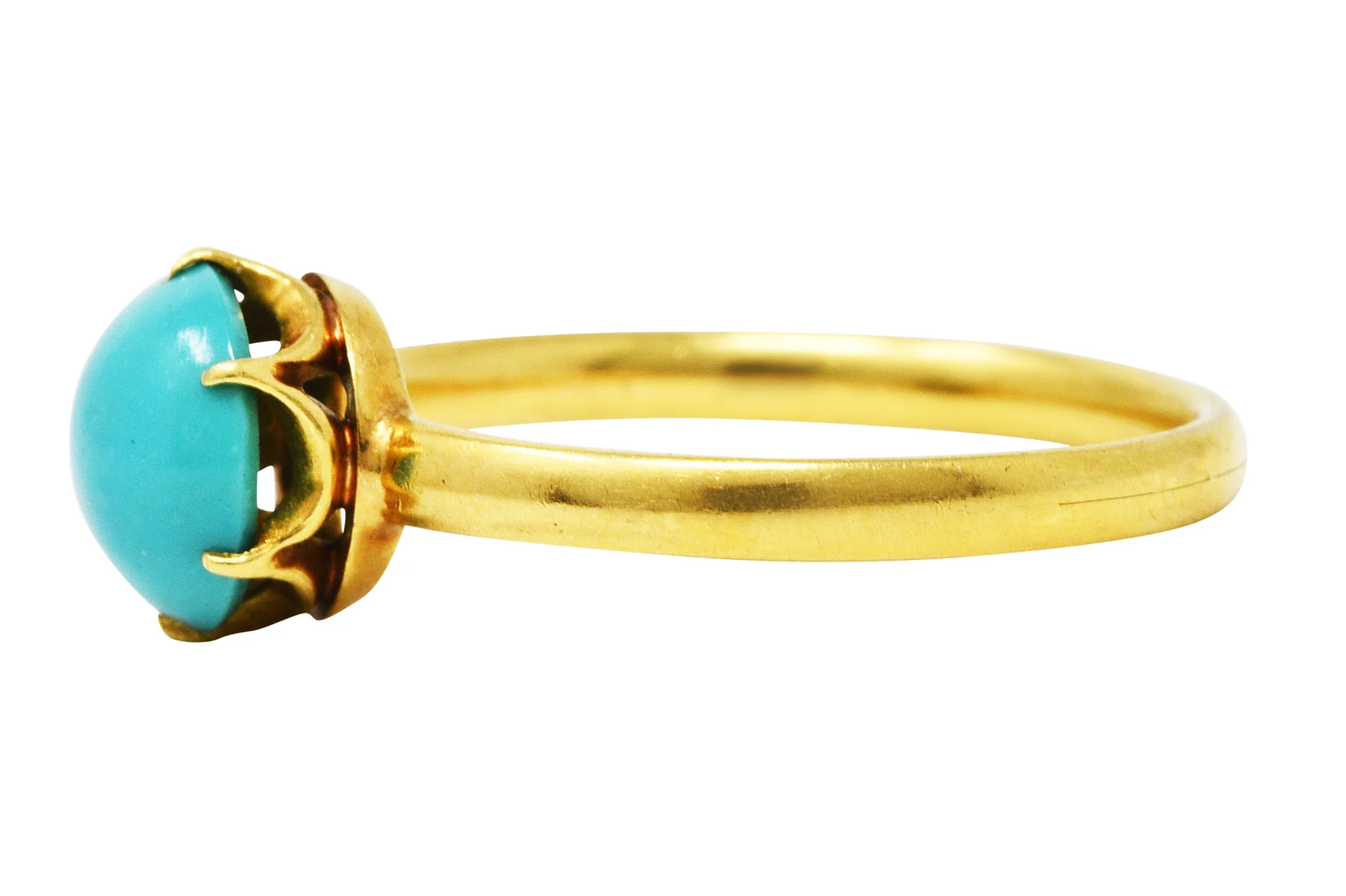 1960's Tiffany & Co. Turquoise 18 Karat Gold Solitaire Ring - Image 5
