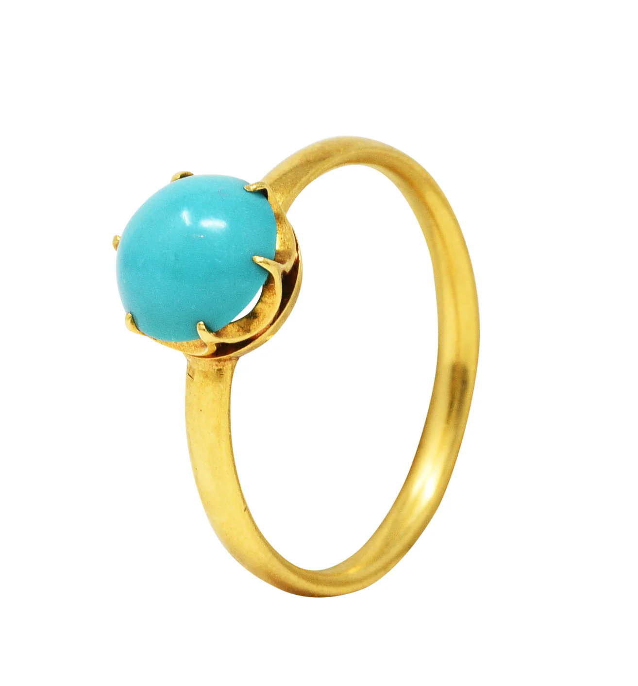 1960's Tiffany & Co. Turquoise 18 Karat Gold Solitaire Ring - Image 9