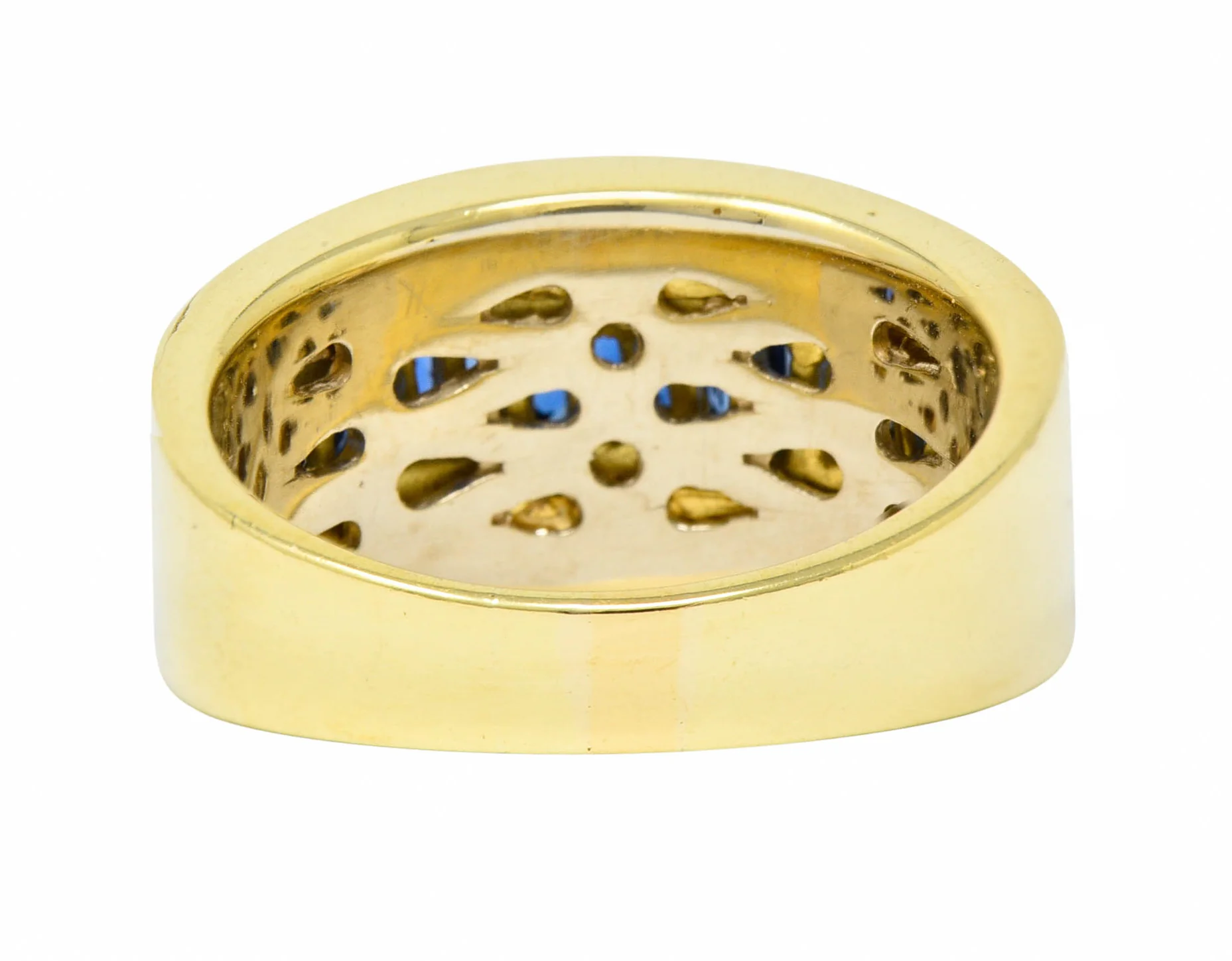 1960's Vintage 1.95 CTW Sapphire Diamond 18 Karat Gold Band Ring - Image 4