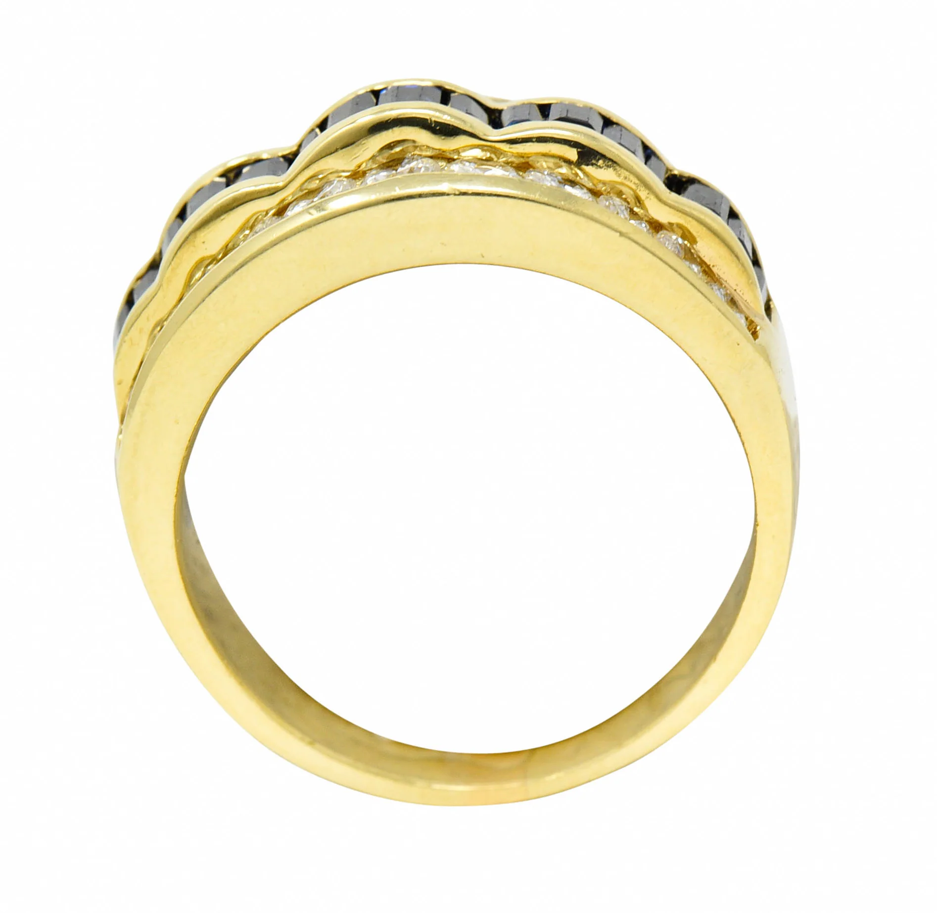 1960's Vintage 1.95 CTW Sapphire Diamond 18 Karat Gold Band Ring - Image 8