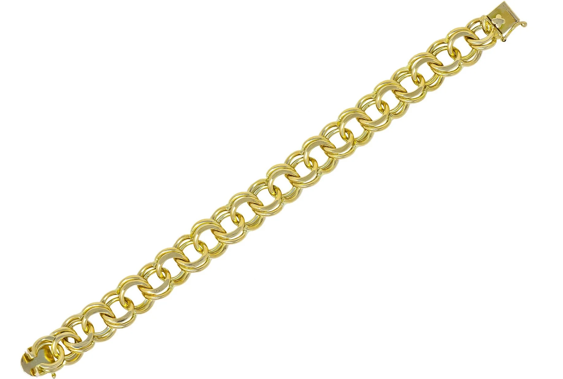 1960's Vintage 14 Karat Yellow Gold Curbed Link Charm Bracelet - Image 2