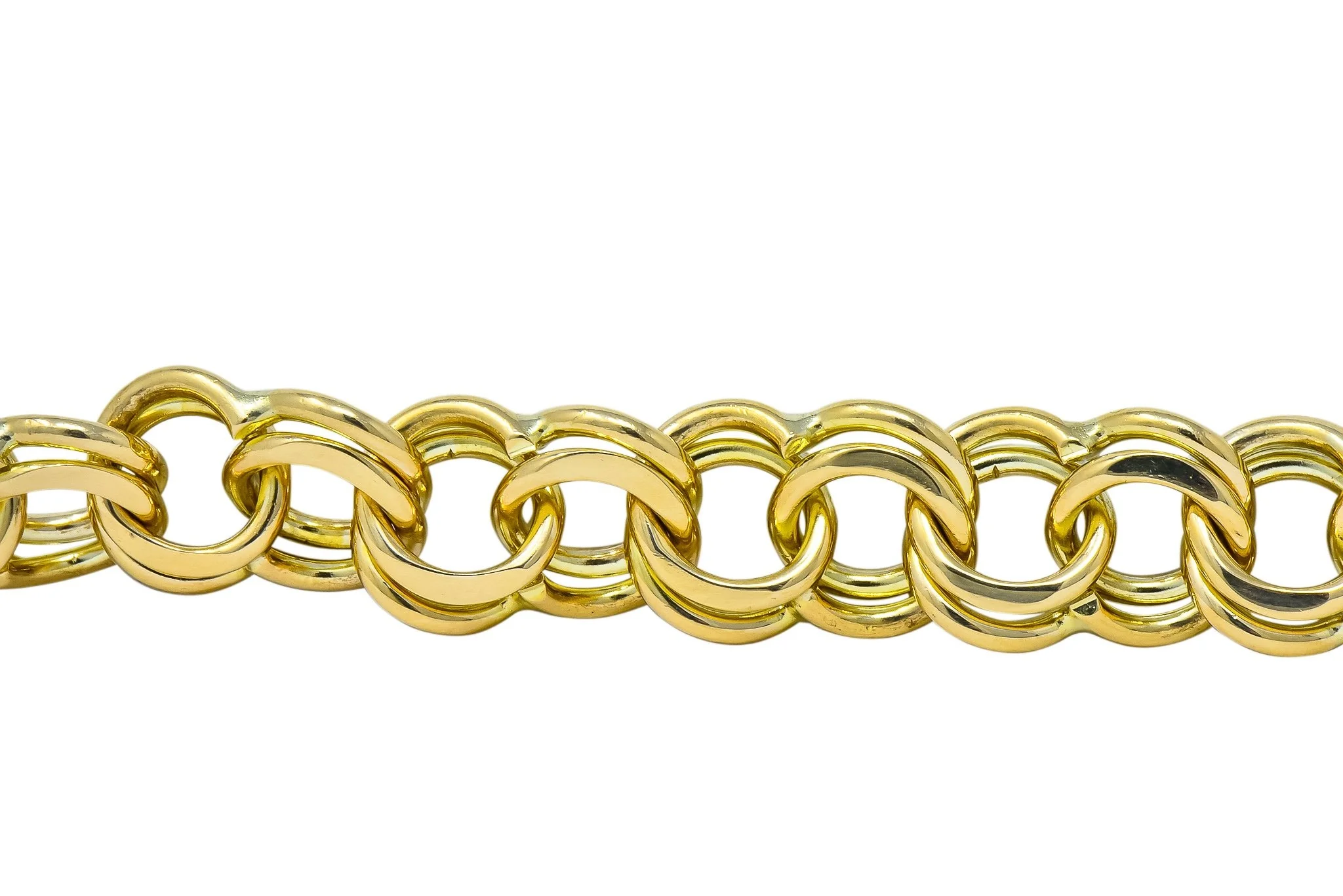 1960's Vintage 14 Karat Yellow Gold Curbed Link Charm Bracelet - Image 3