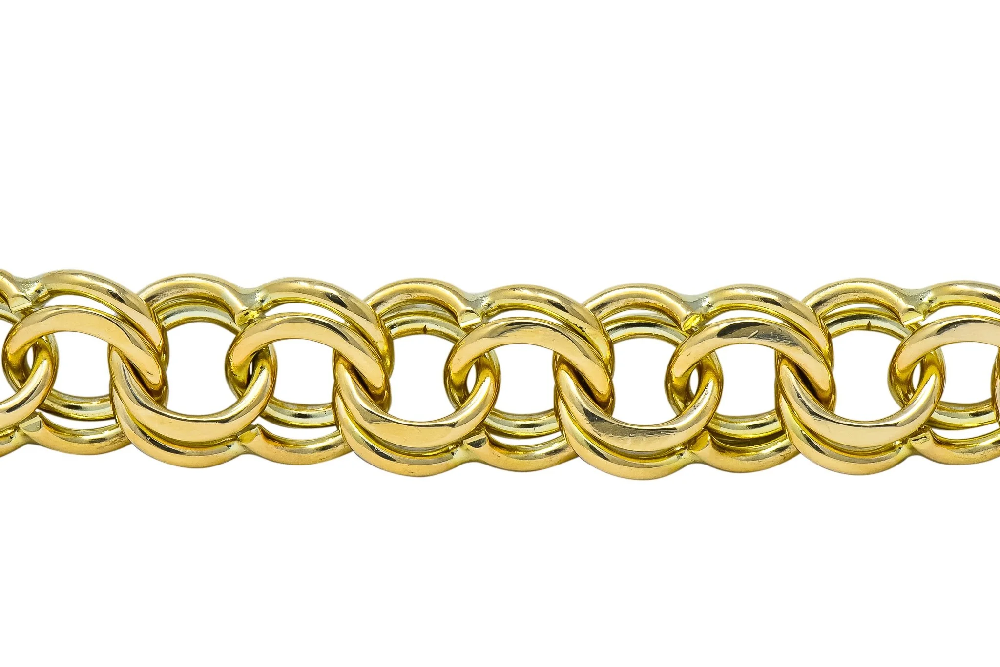 1960's Vintage 14 Karat Yellow Gold Curbed Link Charm Bracelet - Image 4