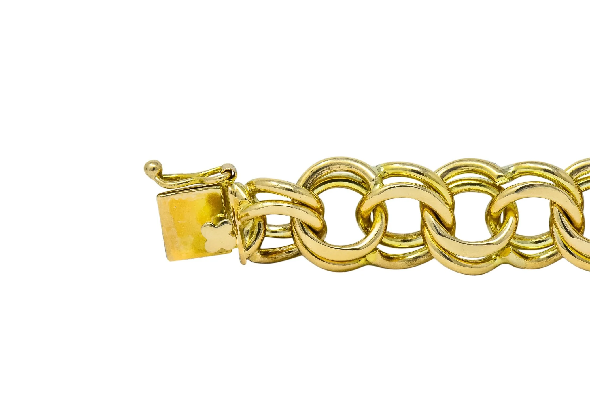 1960's Vintage 14 Karat Yellow Gold Curbed Link Charm Bracelet - Image 5