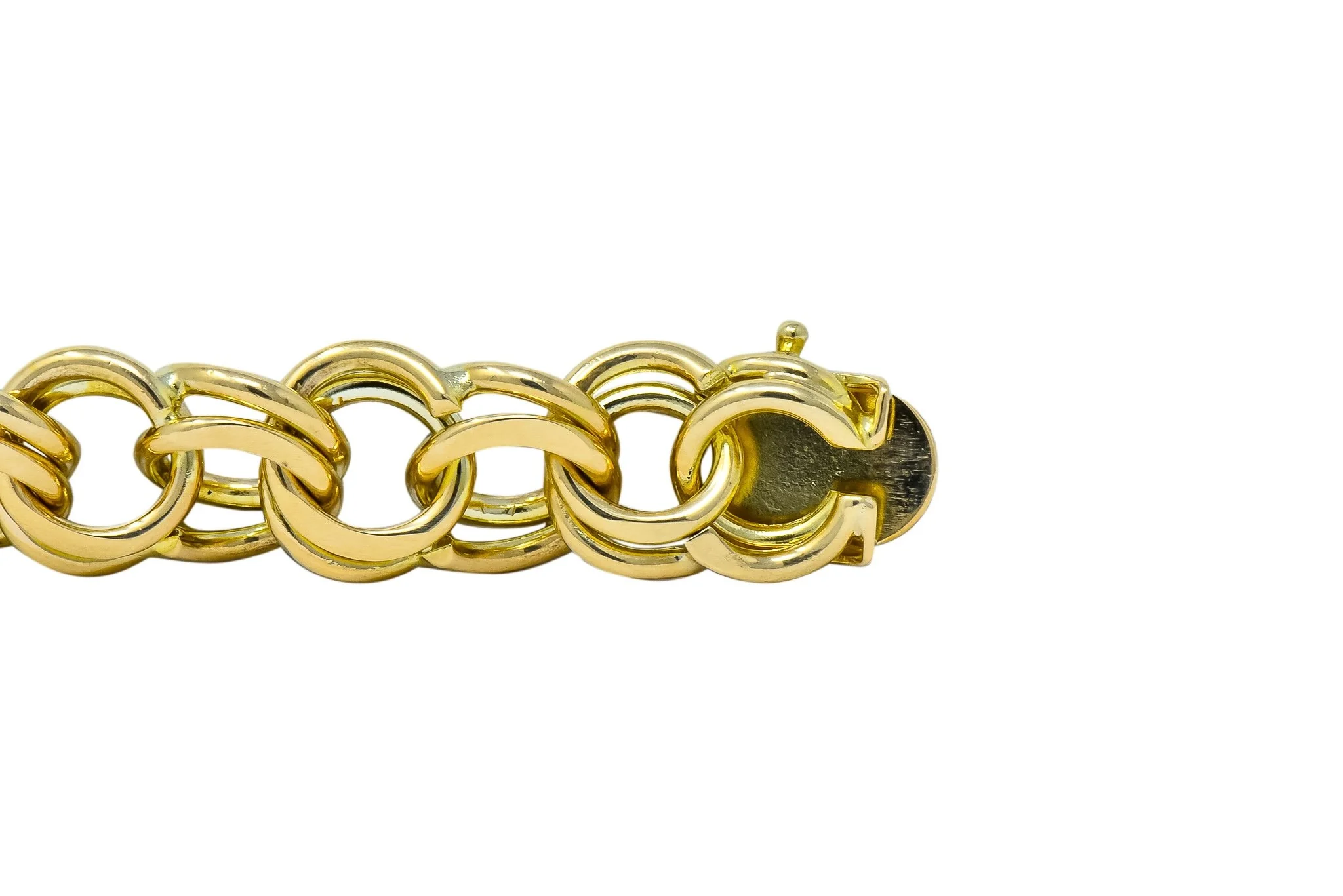 1960's Vintage 14 Karat Yellow Gold Curbed Link Charm Bracelet - Image 6