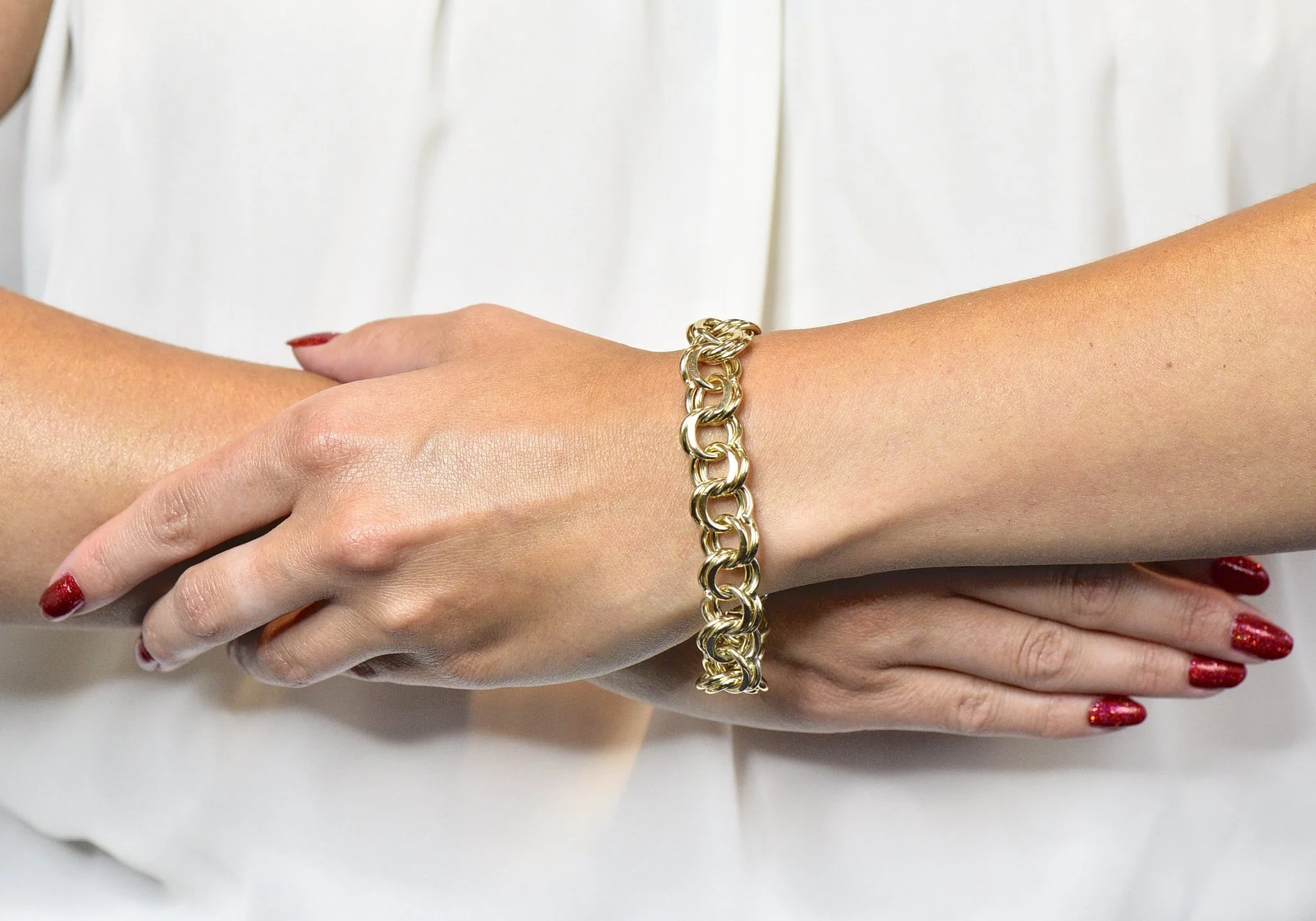 1960's Vintage 14 Karat Yellow Gold Curbed Link Charm Bracelet - Image 8