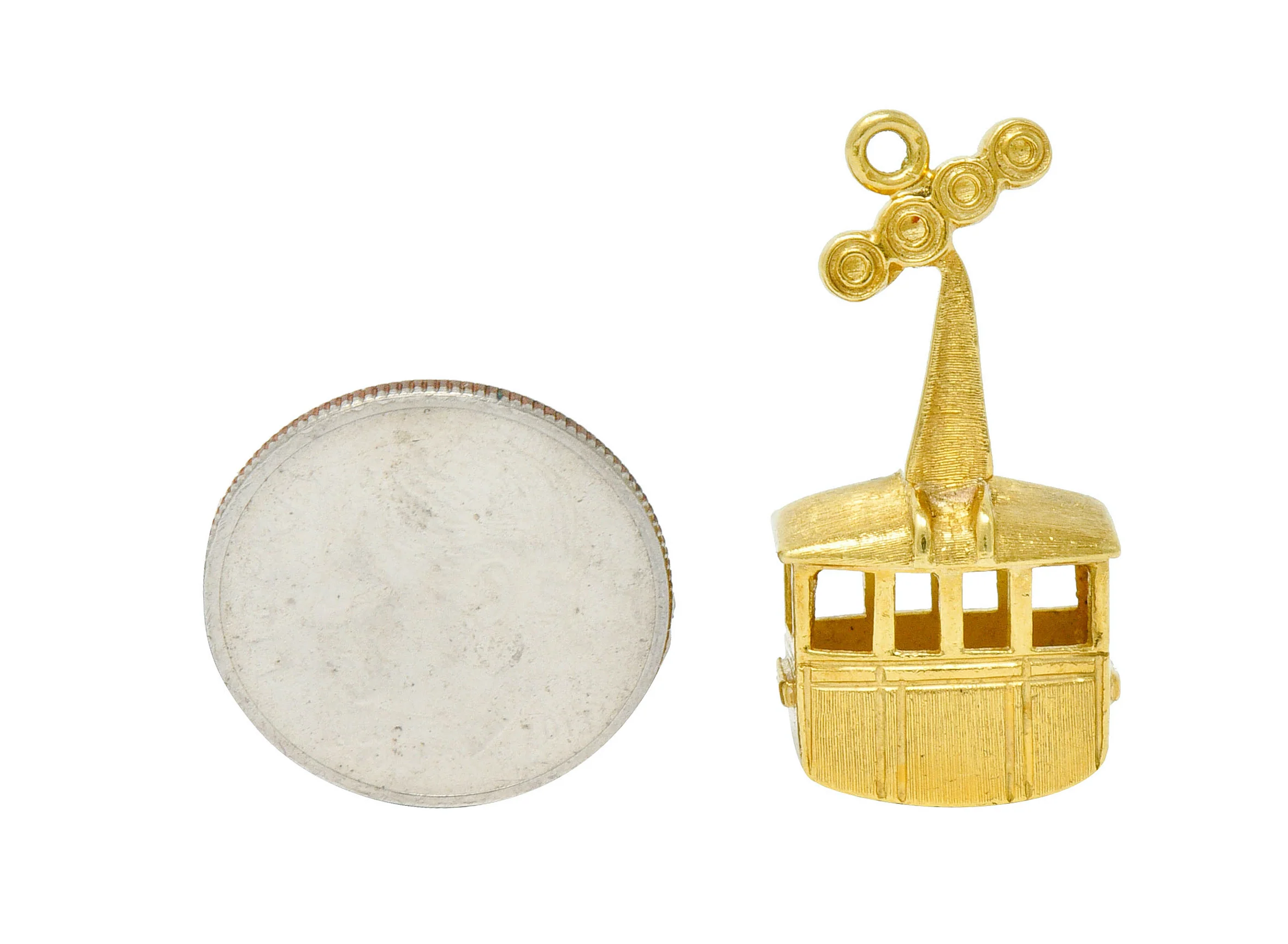 1960's Vintage 18 Karat Gold Cable Car Charm - Image 9