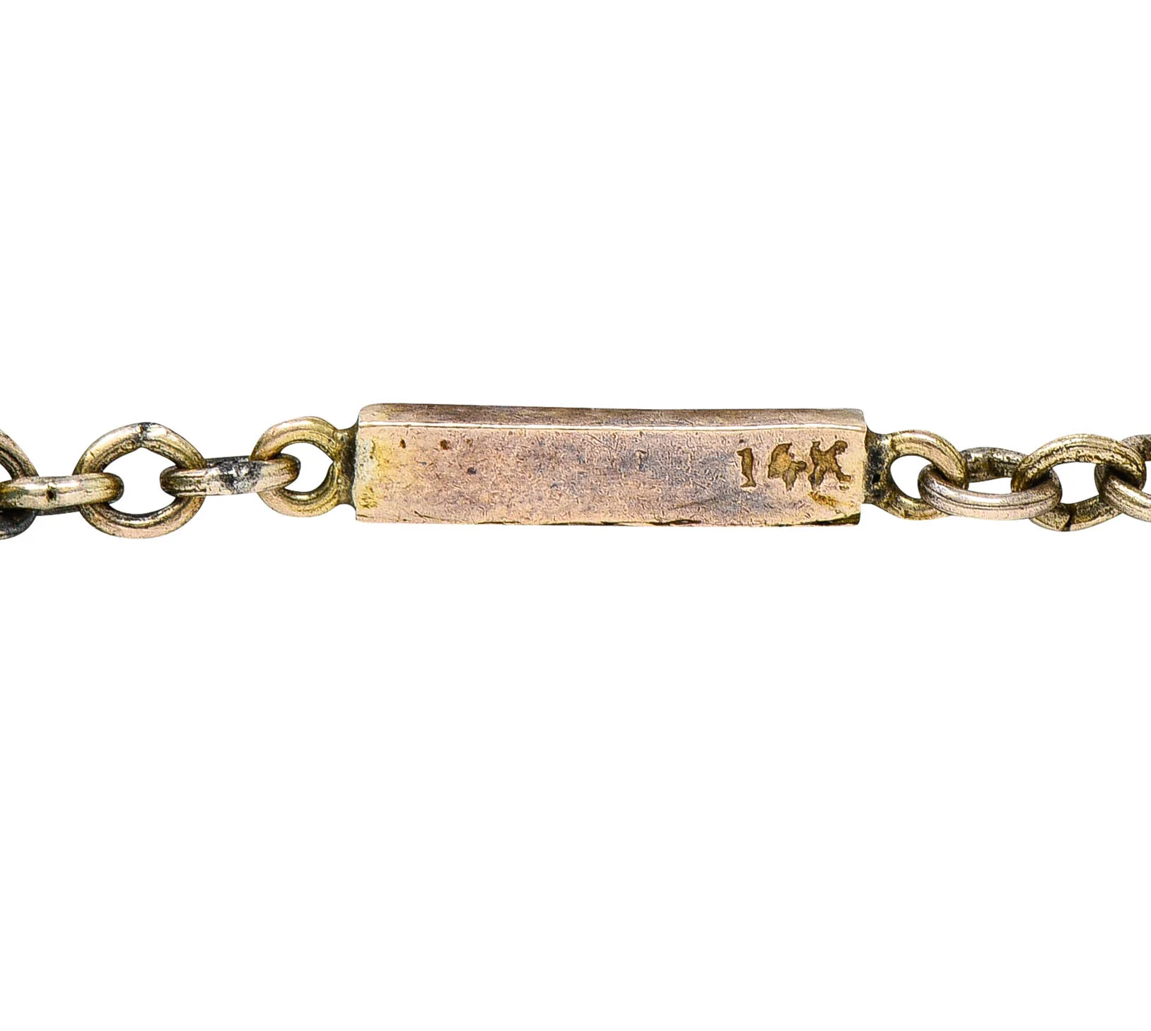 1960's Vintage Pearl Aventurine 14 Karat Gold 62 Inch Long Station Necklace - Image 5