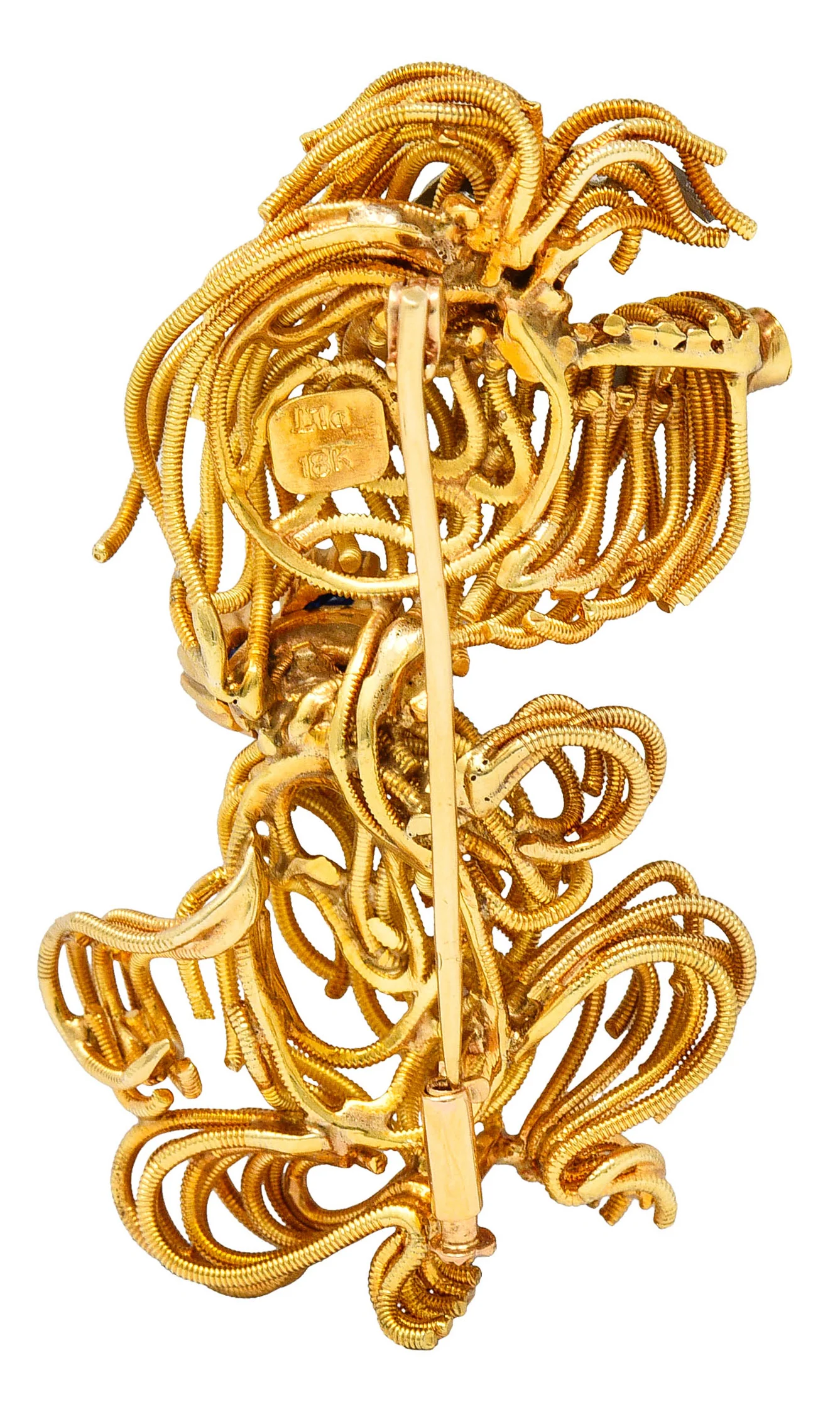 1960's Vintage Sapphire Ruby Diamond 18 Karat Gold Maltese Dog Brooch - Image 3