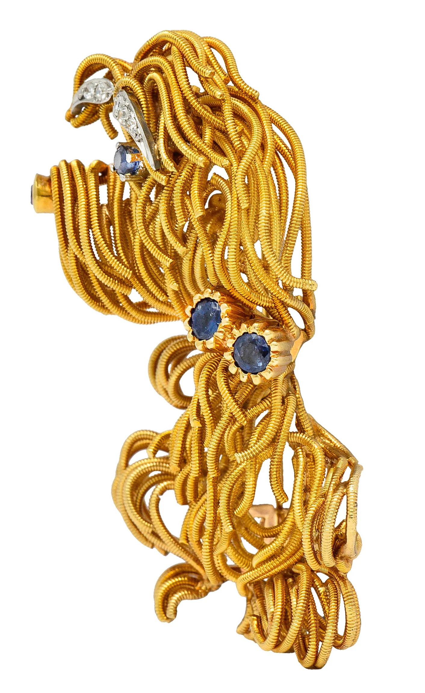 1960's Vintage Sapphire Ruby Diamond 18 Karat Gold Maltese Dog Brooch - Image 4