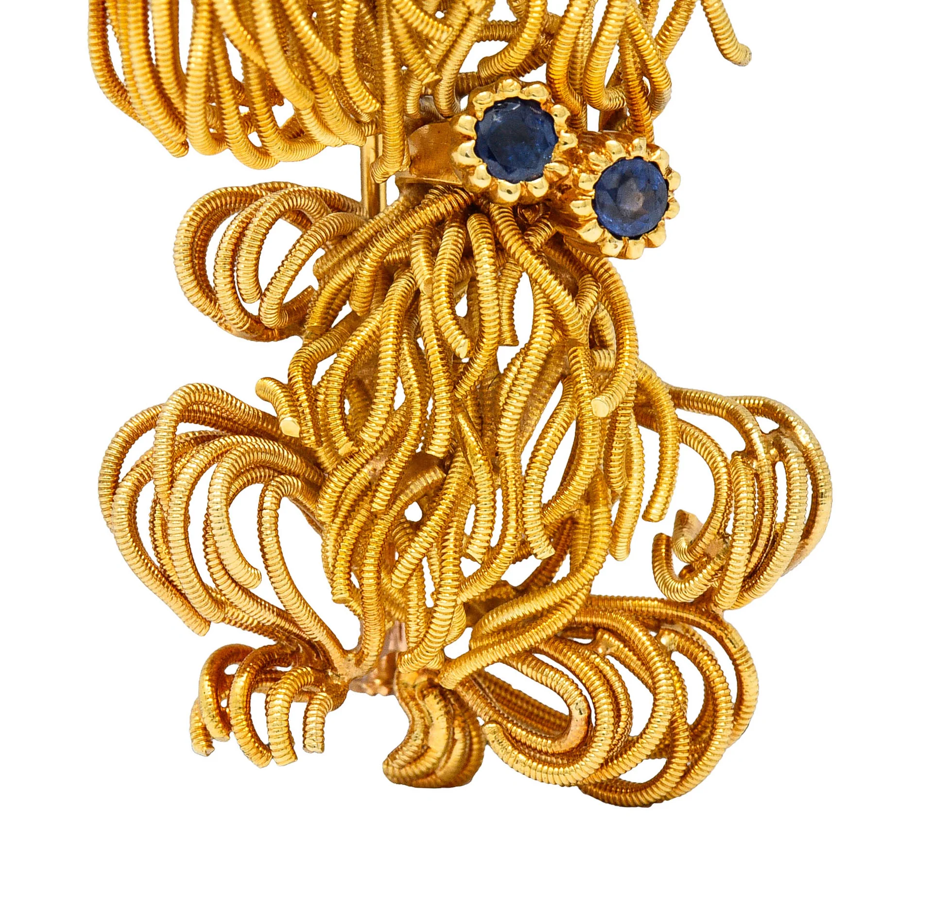 1960's Vintage Sapphire Ruby Diamond 18 Karat Gold Maltese Dog Brooch - Image 7