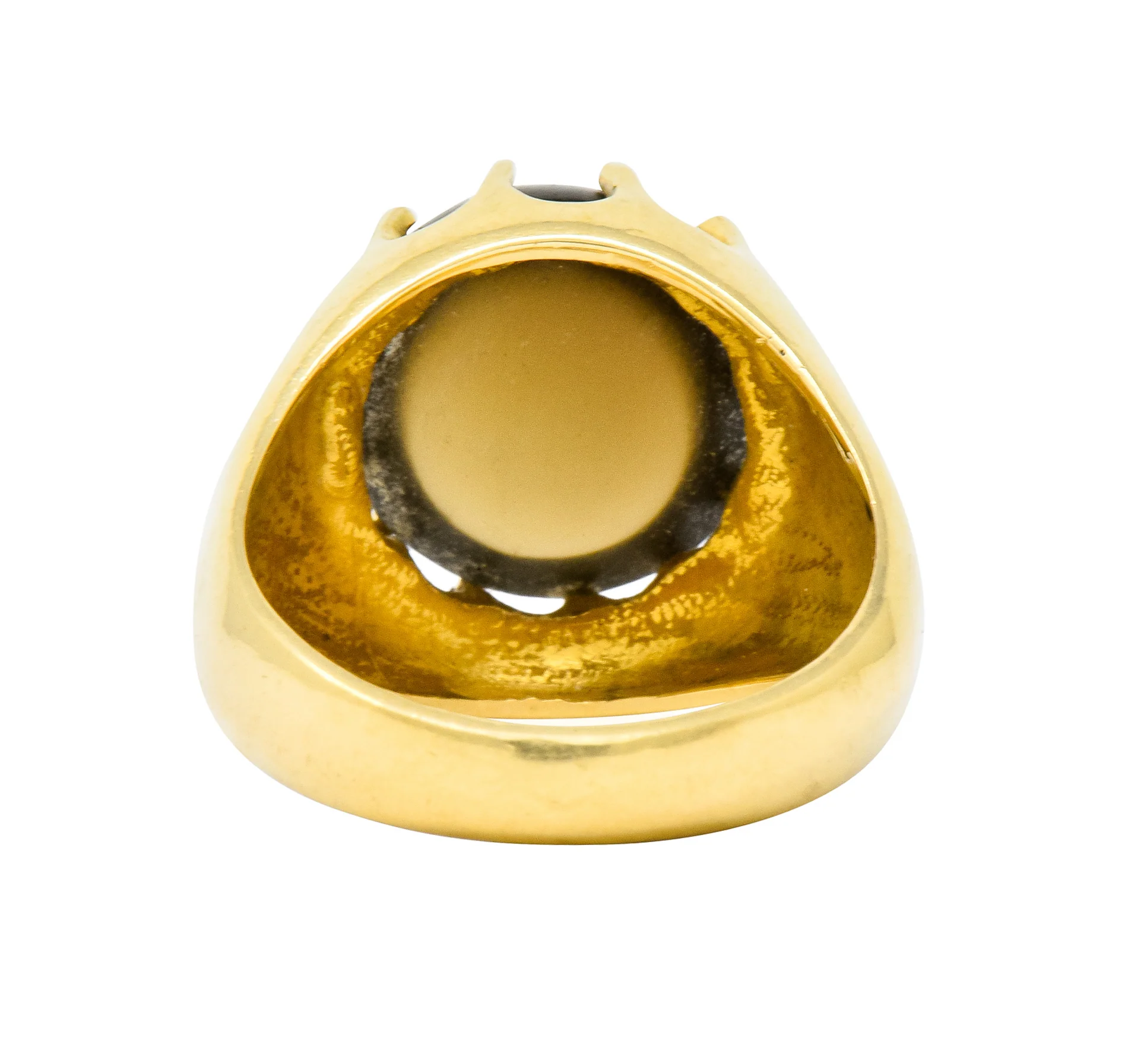 1960's Vintage Star Quartz 18 Karat Gold Belcher Set Statement Ring - Image 3