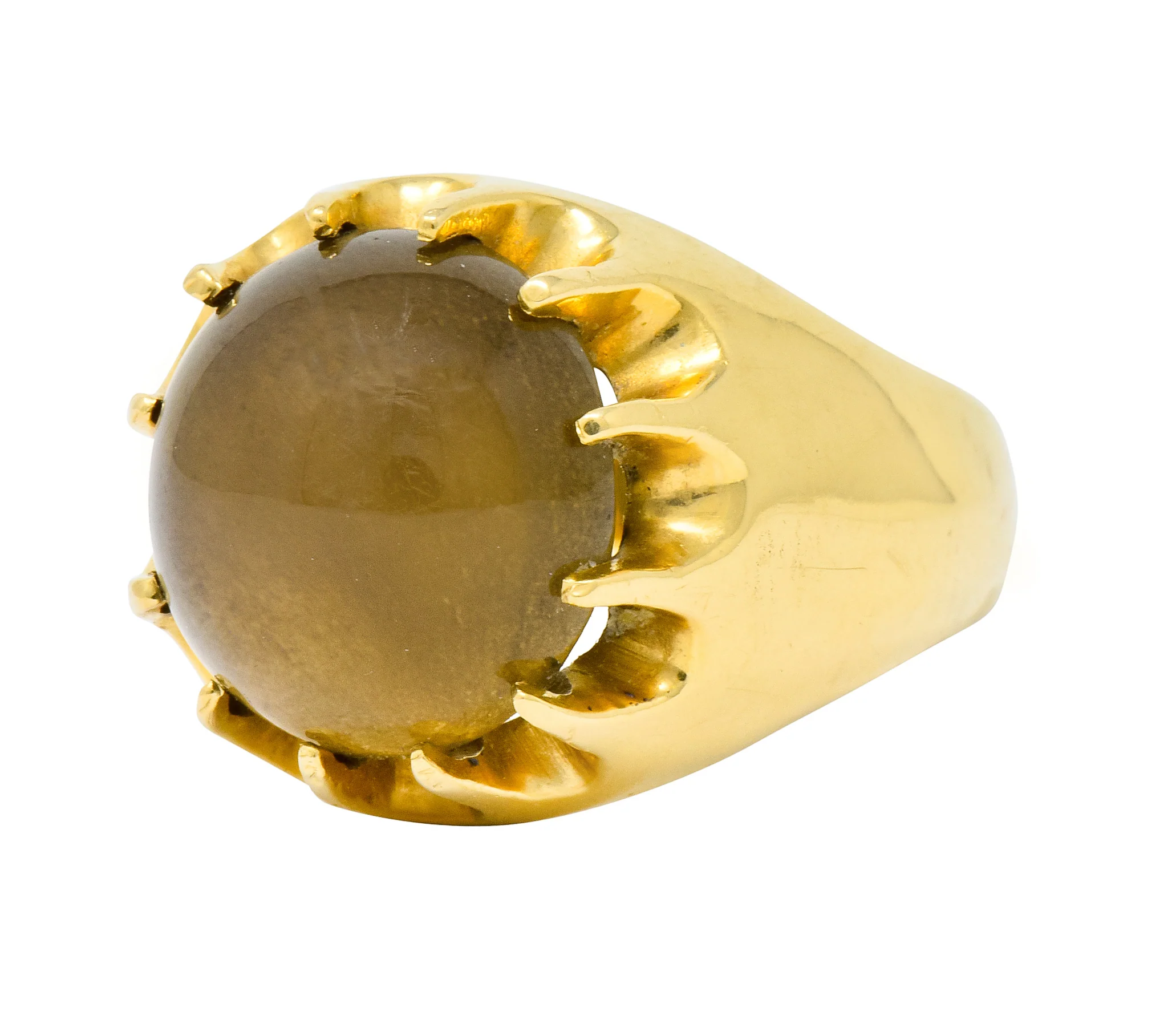 1960's Vintage Star Quartz 18 Karat Gold Belcher Set Statement Ring - Image 4