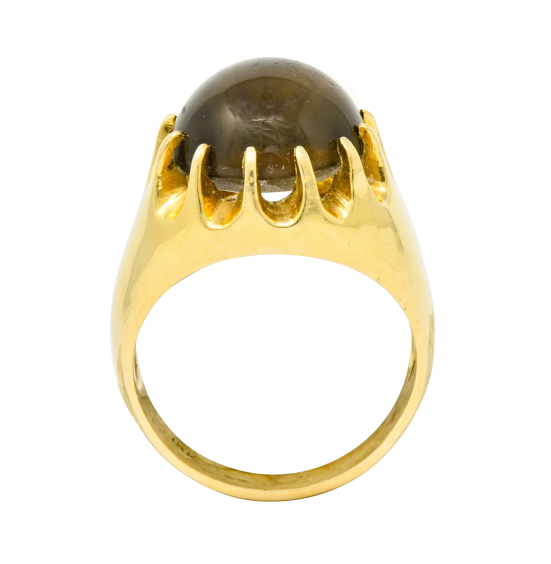 1960's Vintage Star Quartz 18 Karat Gold Belcher Set Statement Ring - Image 6