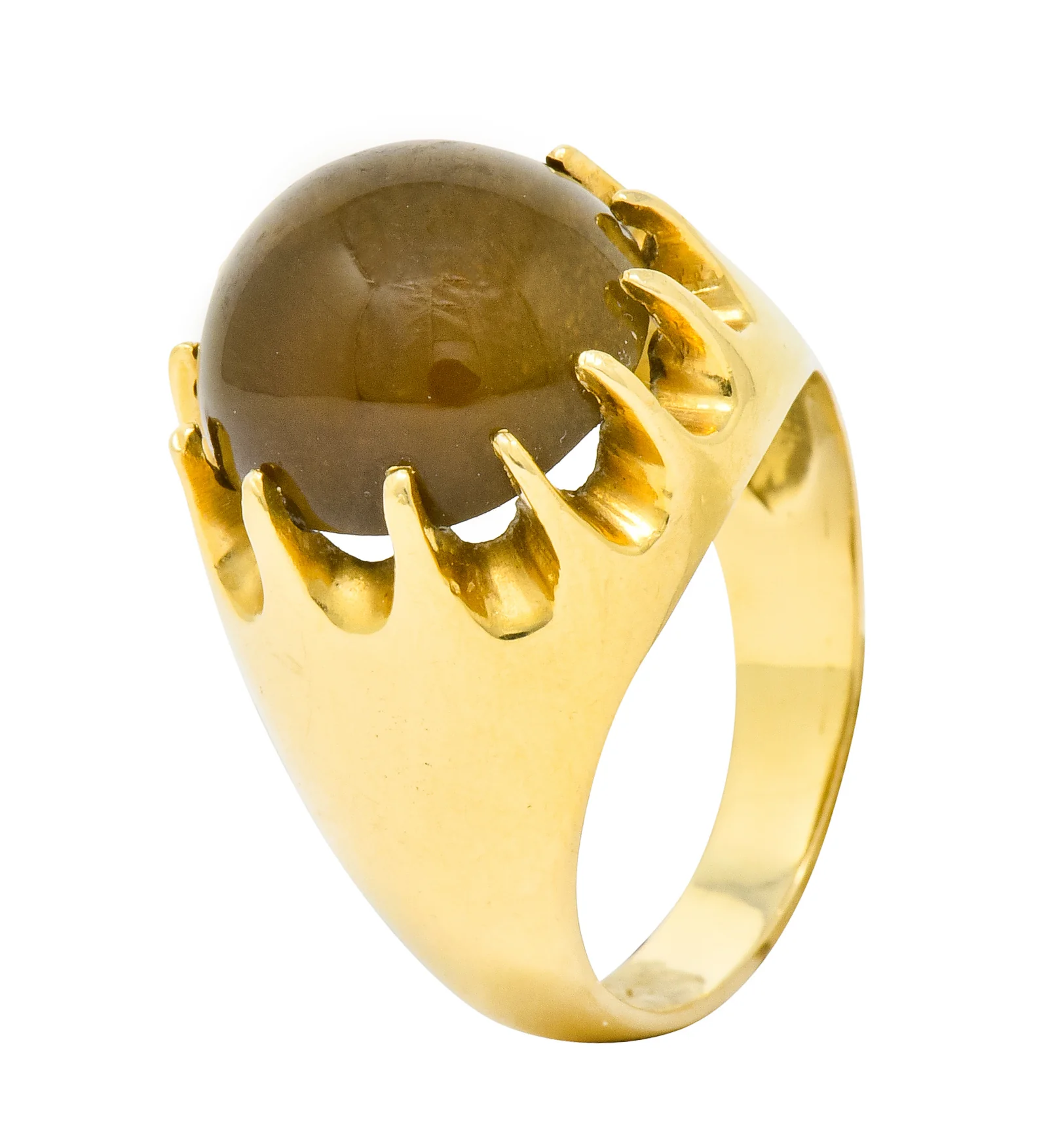 1960's Vintage Star Quartz 18 Karat Gold Belcher Set Statement Ring - Image 7