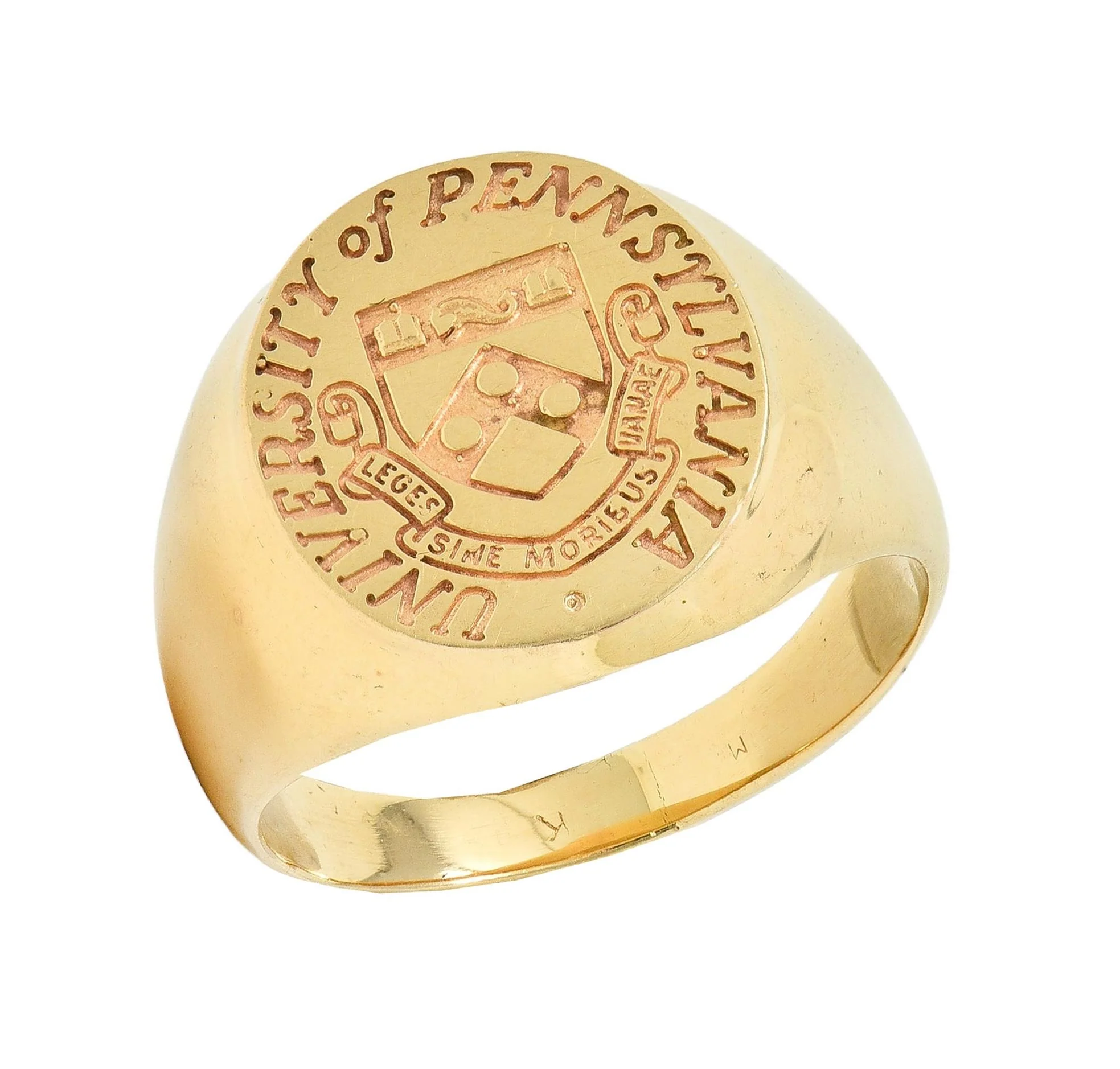 1961 14 Karat Yellow Gold Vintage UPenn University Pennsylvania Intaglio Unisex Signet Ring - Image 10