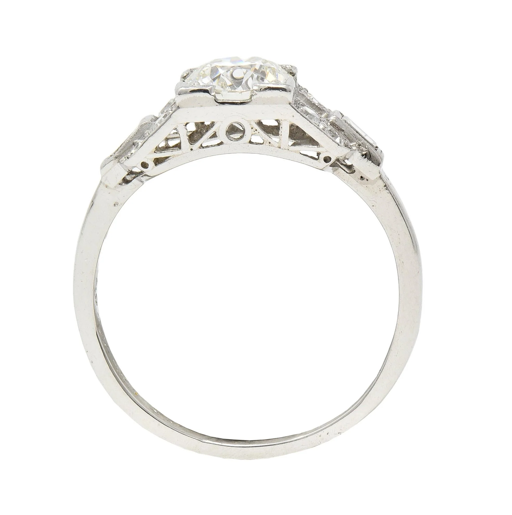 1964 1.07 CTW Diamond Platinum Vintage Buckle Engagement Ring - Image 11