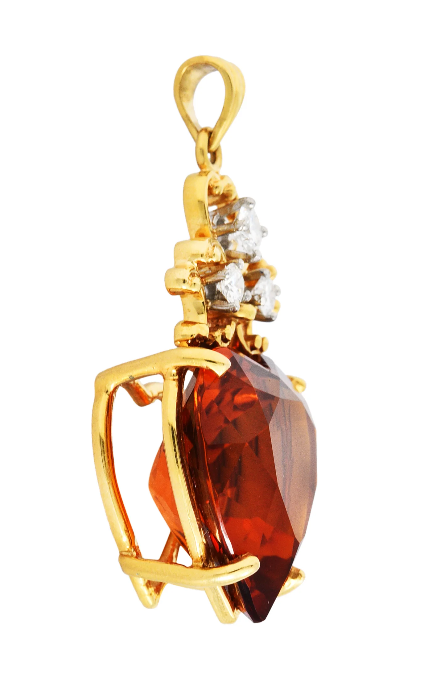 1964 Felger Inc. Citrine Diamond Platinum 18 Karat Gold Heart Pendant - Image 2
